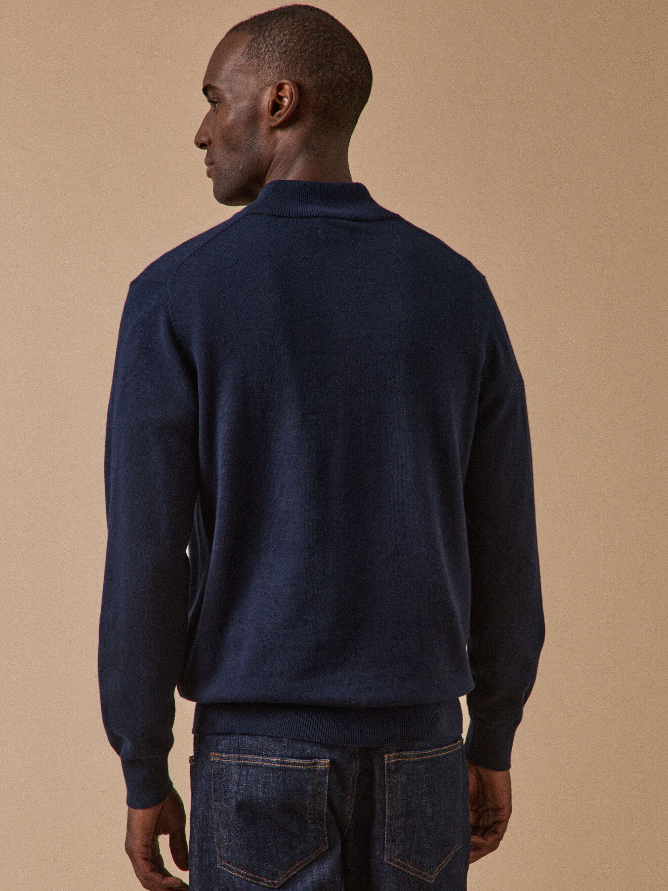 Organic cotton and cashmere high-neck sweater CYRILLUS Blue