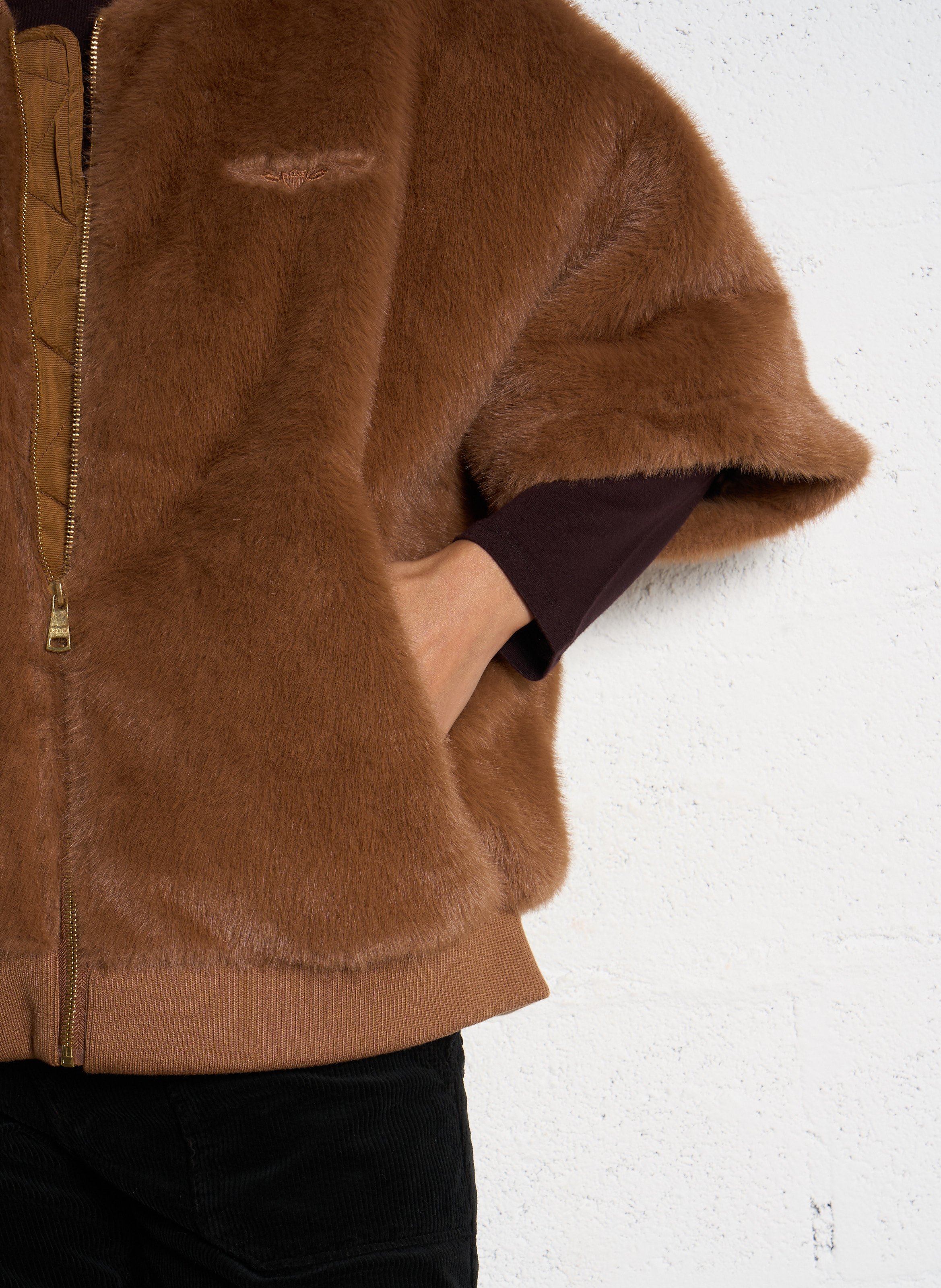 Veste ample col teddy  BOMBERS ORIGINAL Marron