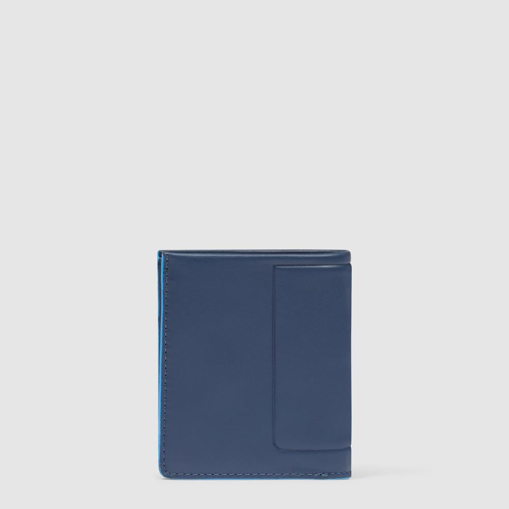 Men's vertical wallet with coin pocket, credit card slots, and RFID protection PIQUADRO Blue