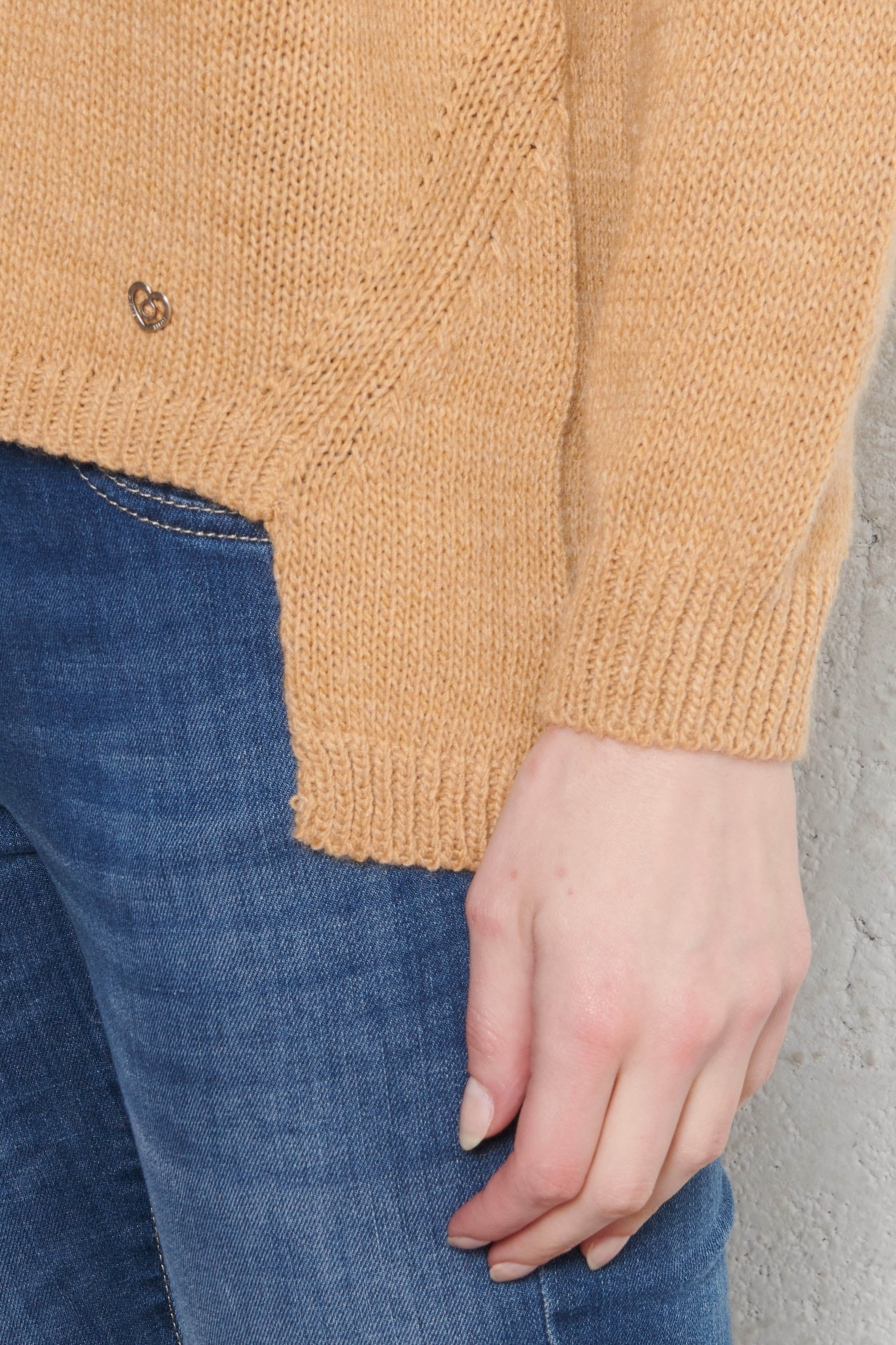 Pull V ample asymétrique uni PLEASE Marron