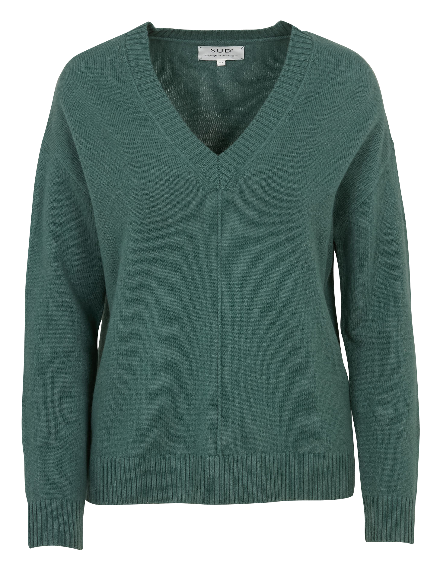 Pull oversize col V en laine SUD EXPRESS Gris