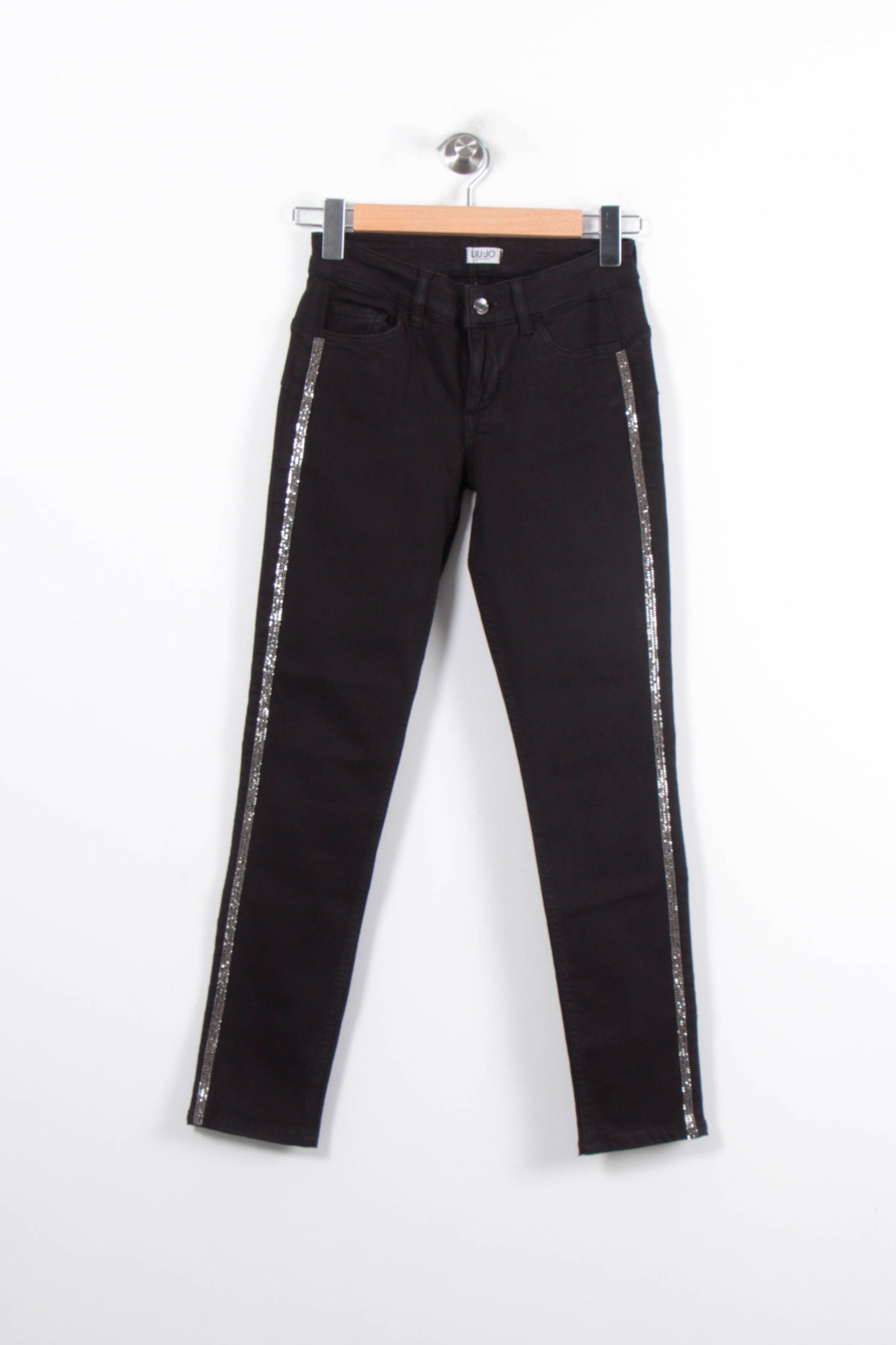 Cropped slim jeans with studs LIU JO - SECONDE MAIN Black