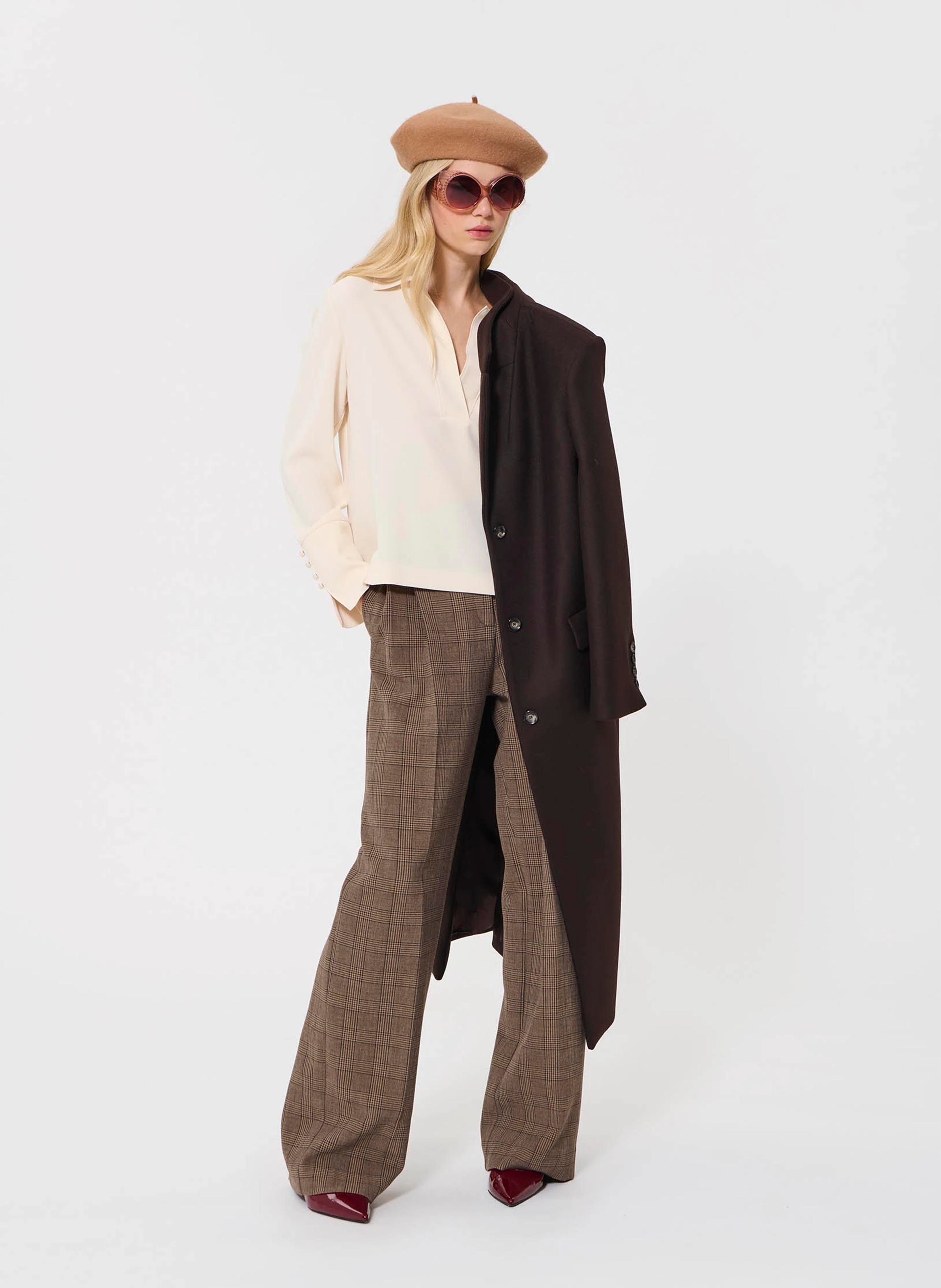 Rundhalsausschnitt-Top in Uni mit 3/4-Ärmeln TARA JARMON Beige