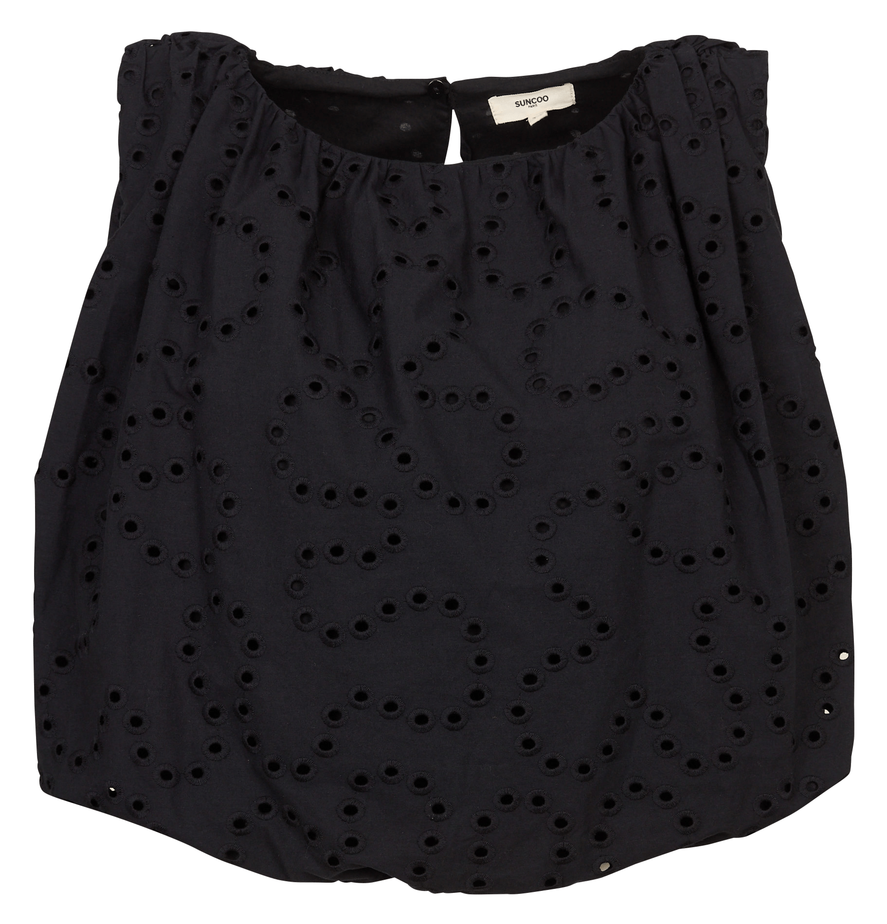 Top sans manches brodé uni SUNCOO Noir