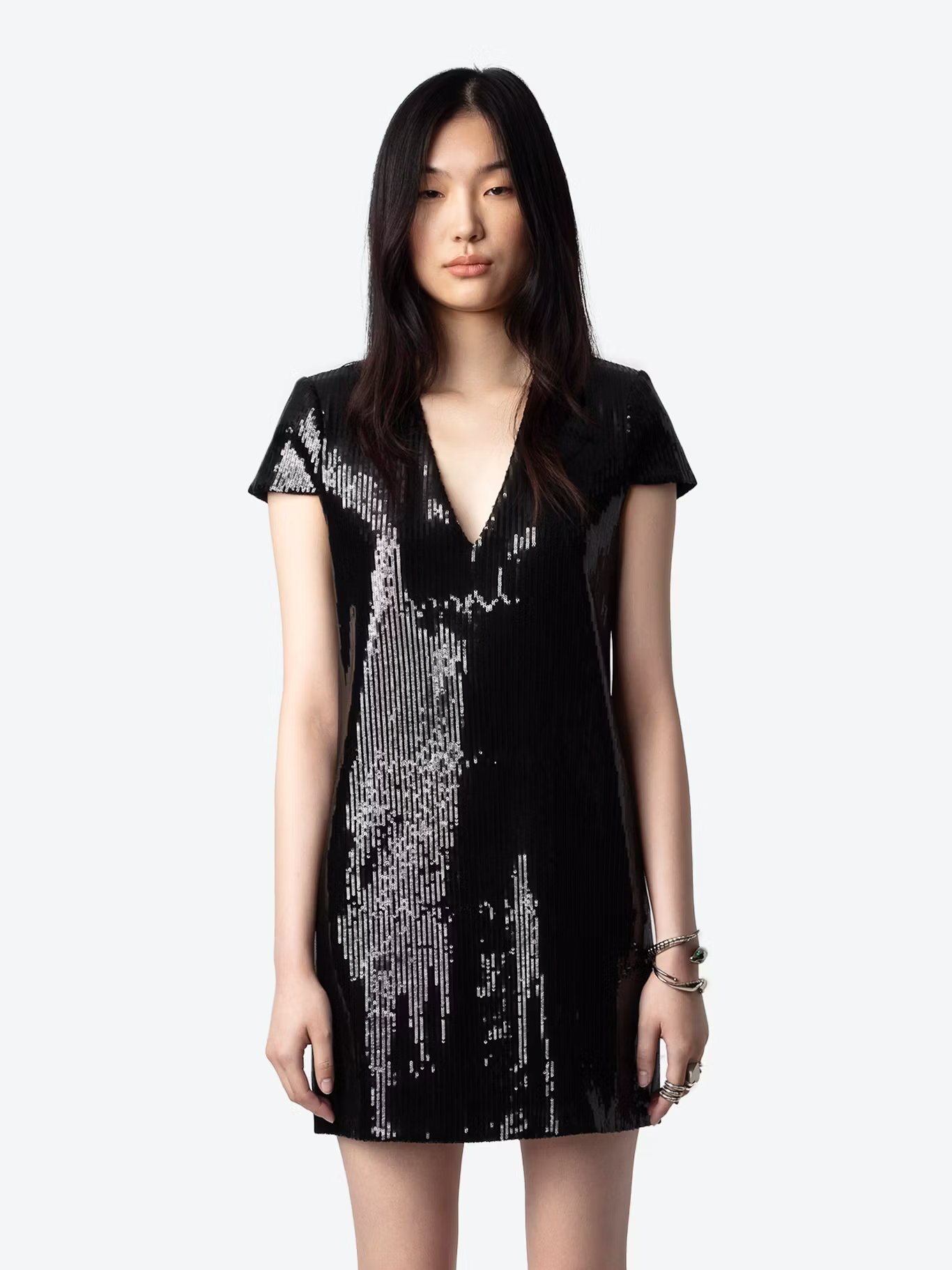 Robe courte à sequins en coton bio mélangé ZADIG&VOLTAIRE Noir