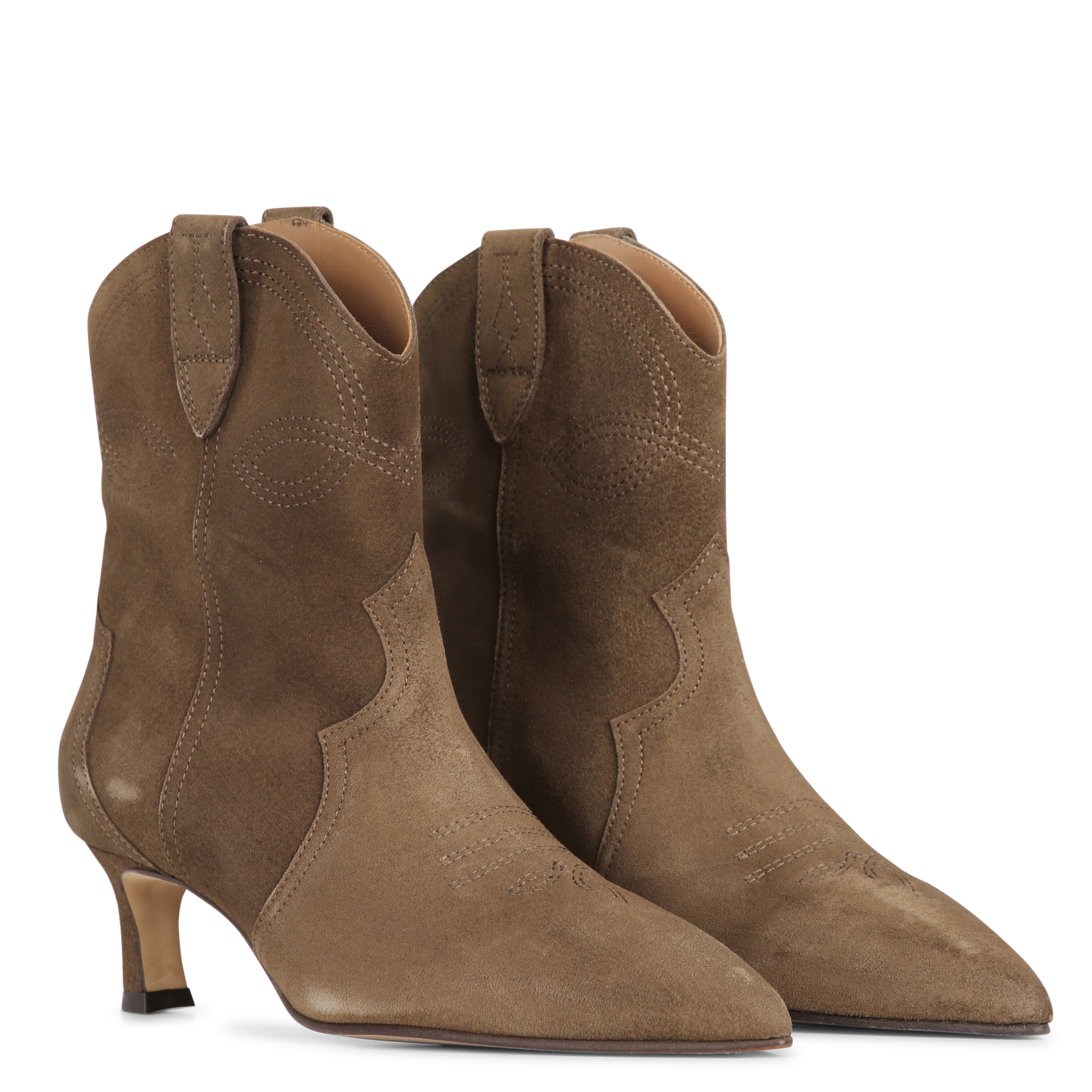 Bottines western à talons en cuir suédé BOBBIES Marron