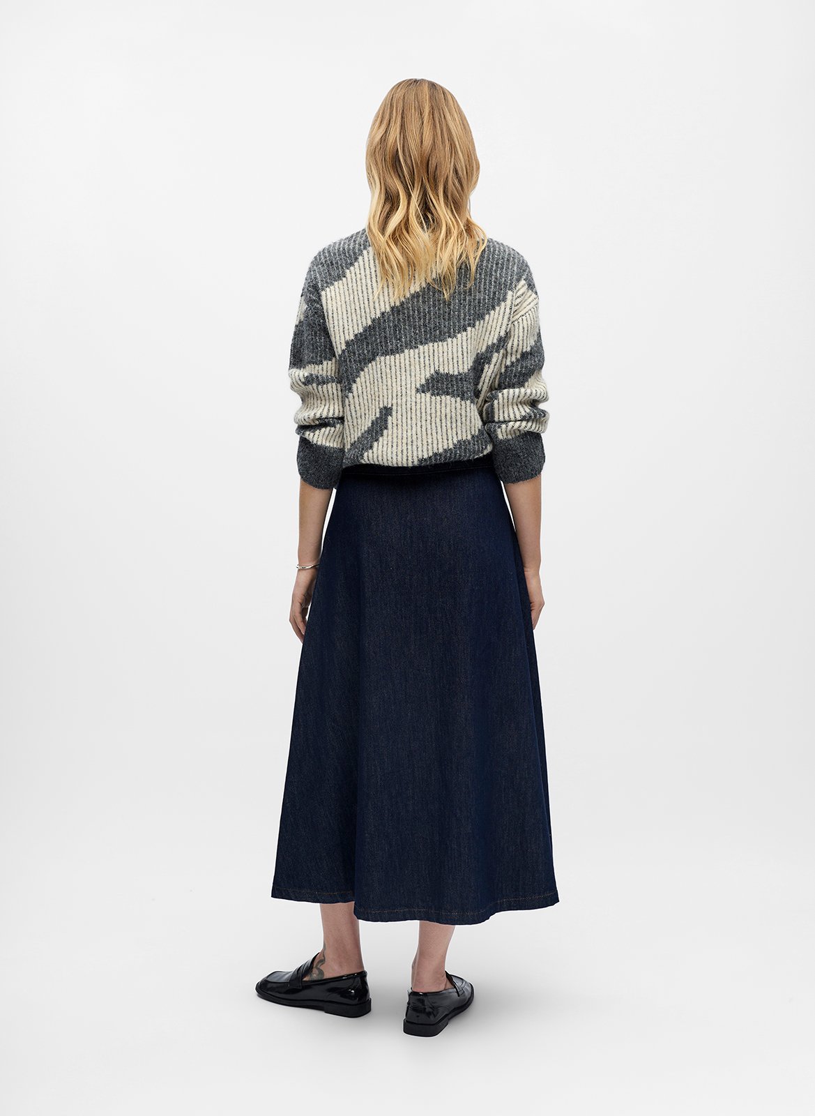 Jupe longue ample en denim brut OBJECT Bleu