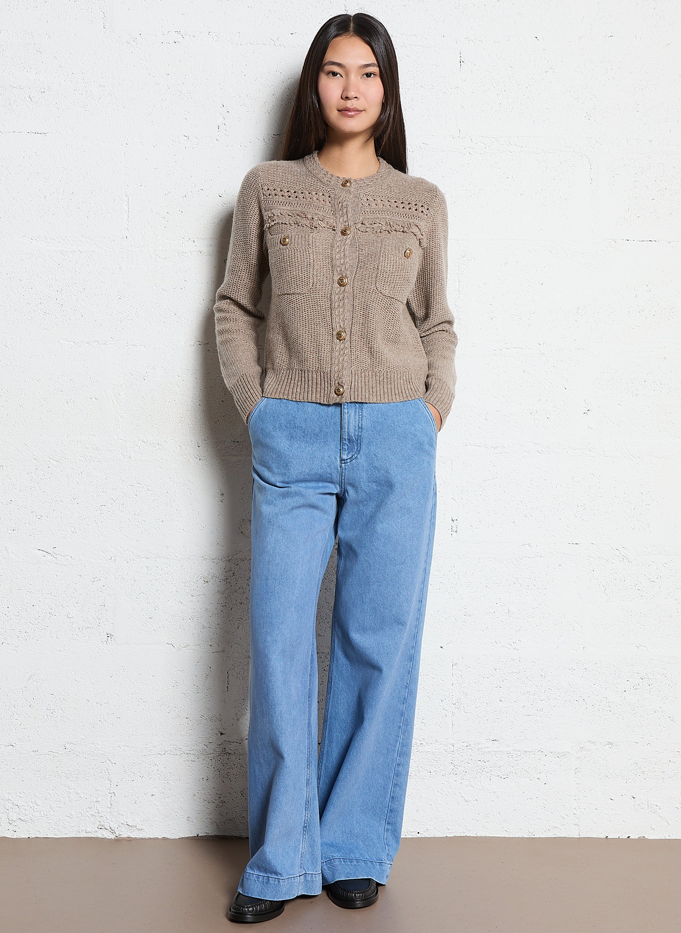 Jean large taille haute  IKKS Bleu