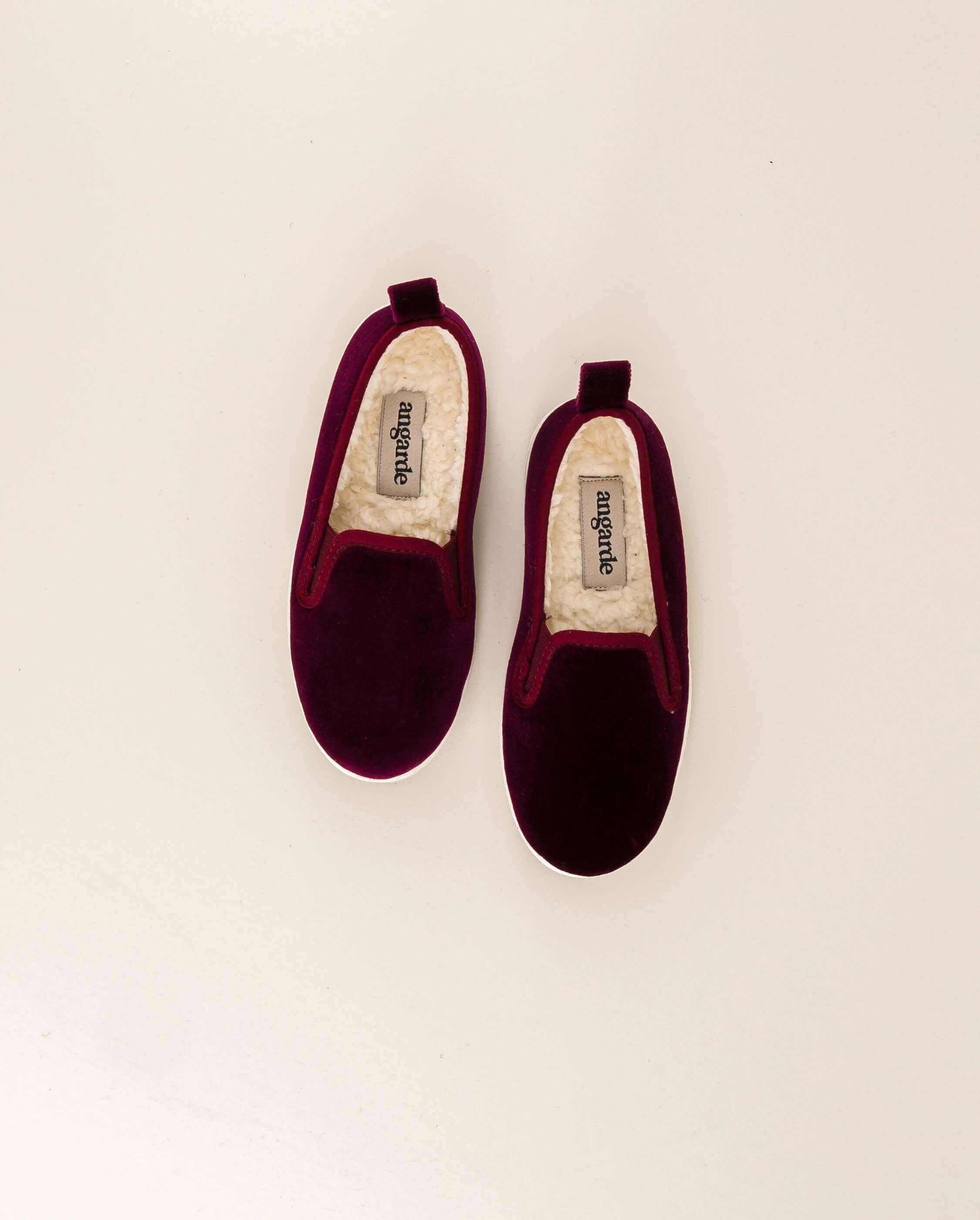 Velvet child slipper, burgundy ANGARDE Red