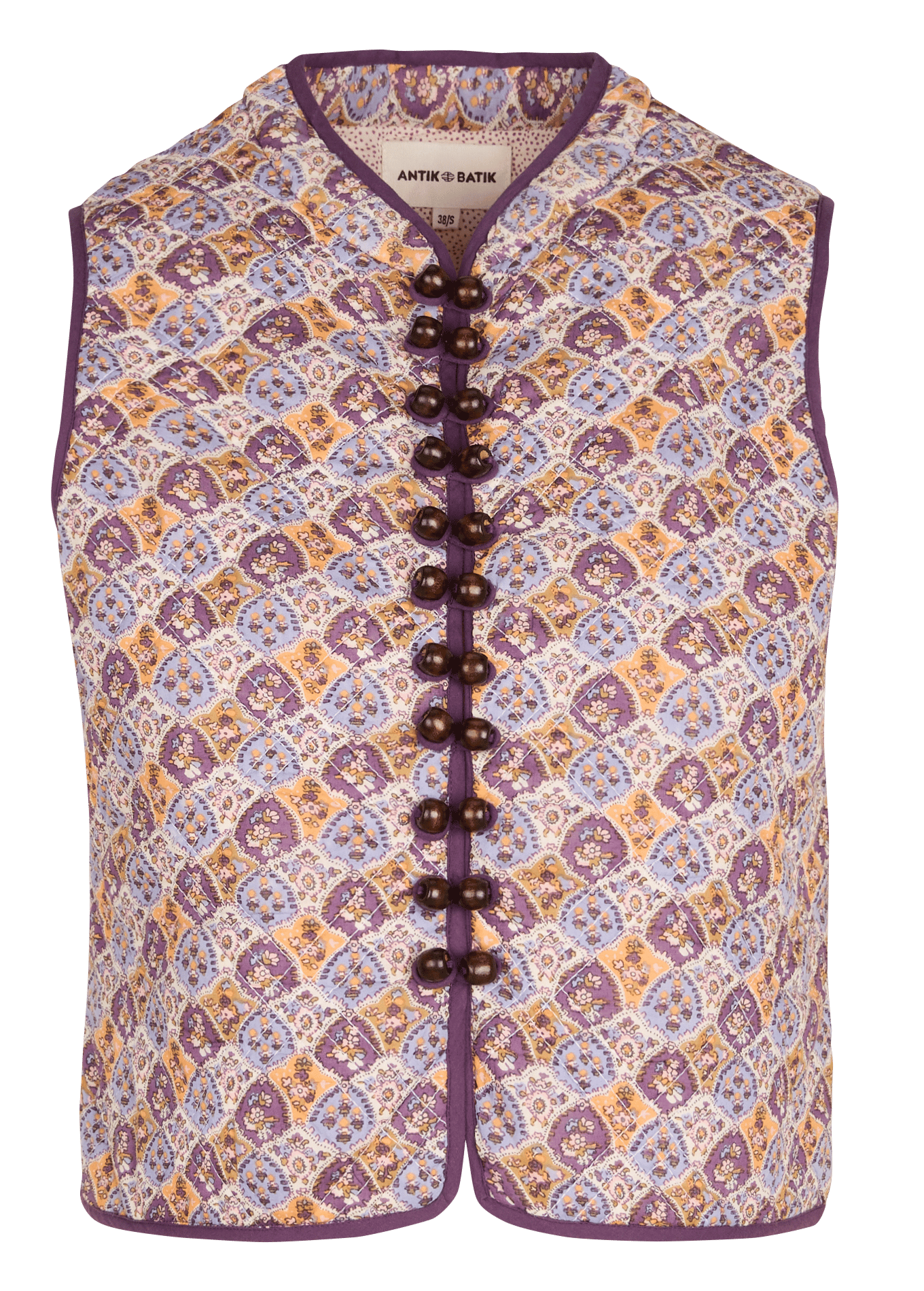 Mouwloos vest met knoopsluiting en motieven ANTIK BATIK Violet