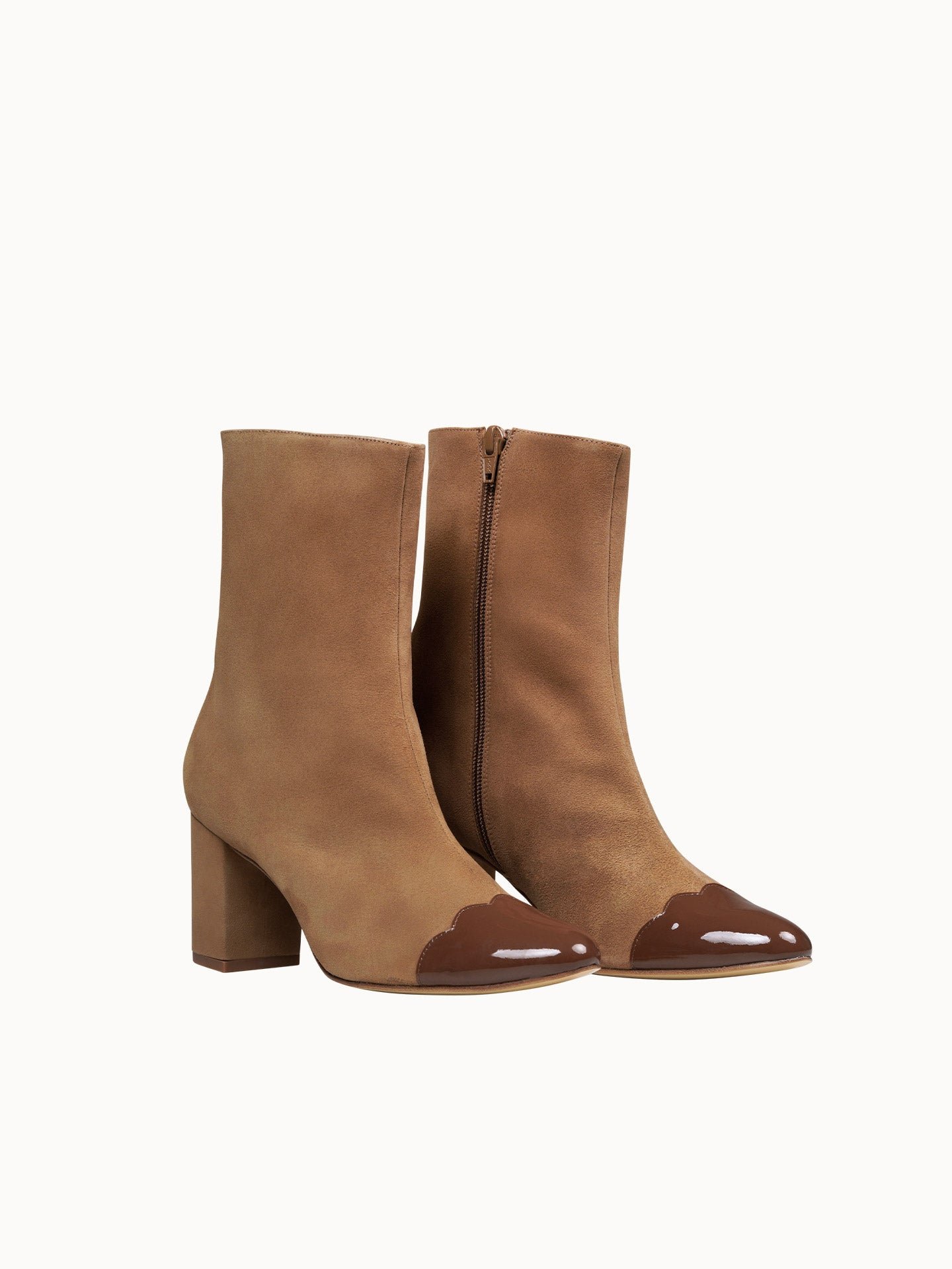 Heeled patent leather mid-calf boots EMZI PARIS Brown