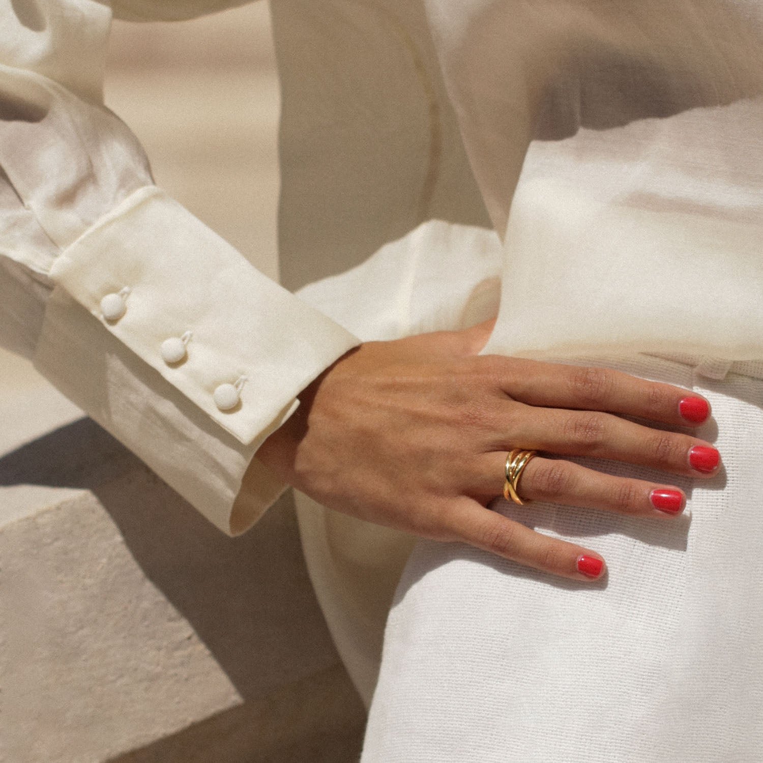 Three-ring gold-plated ring MAYRENA Golden