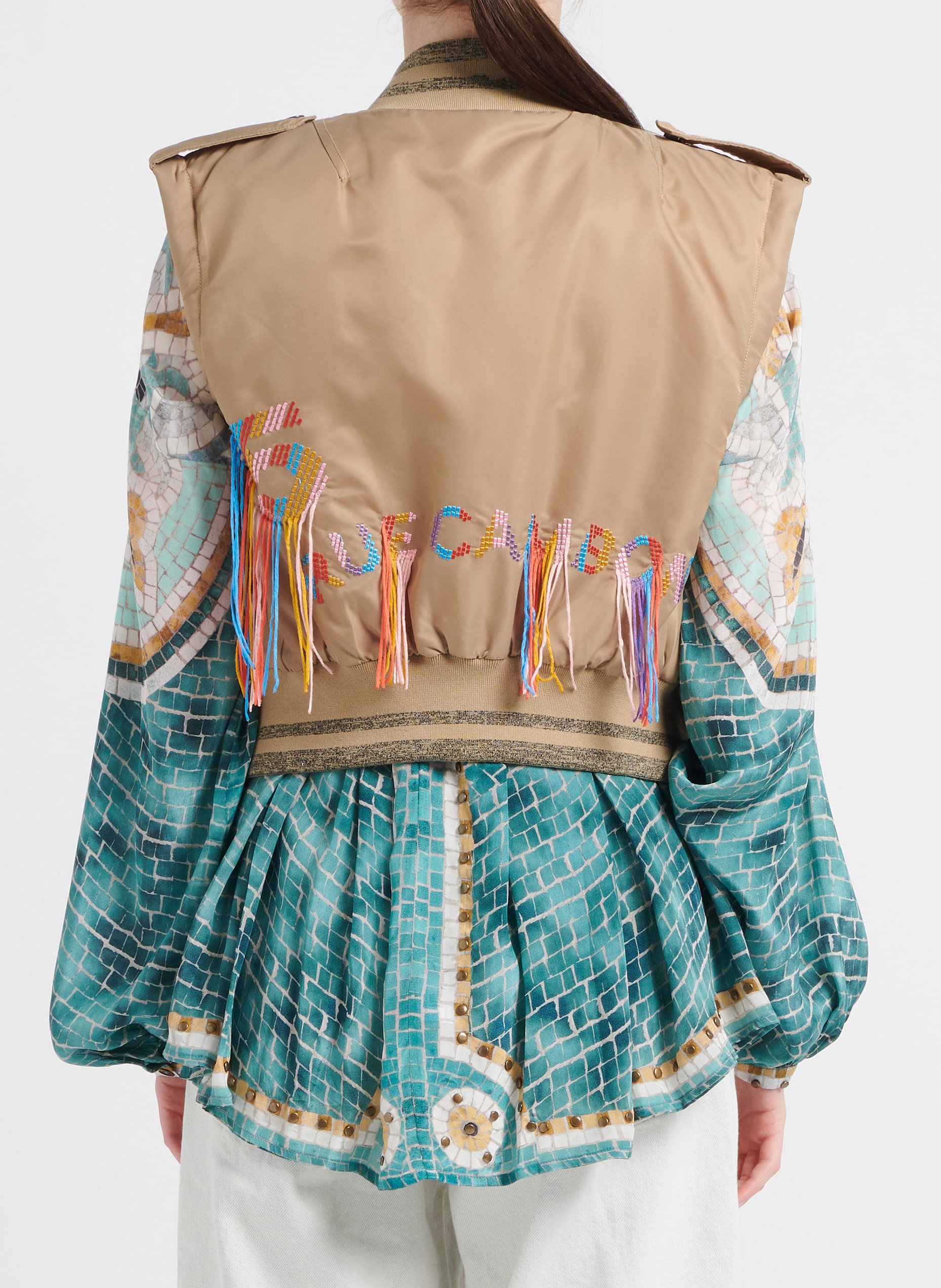 Blouson sans manches à franges MES DEMOISELLES Marron