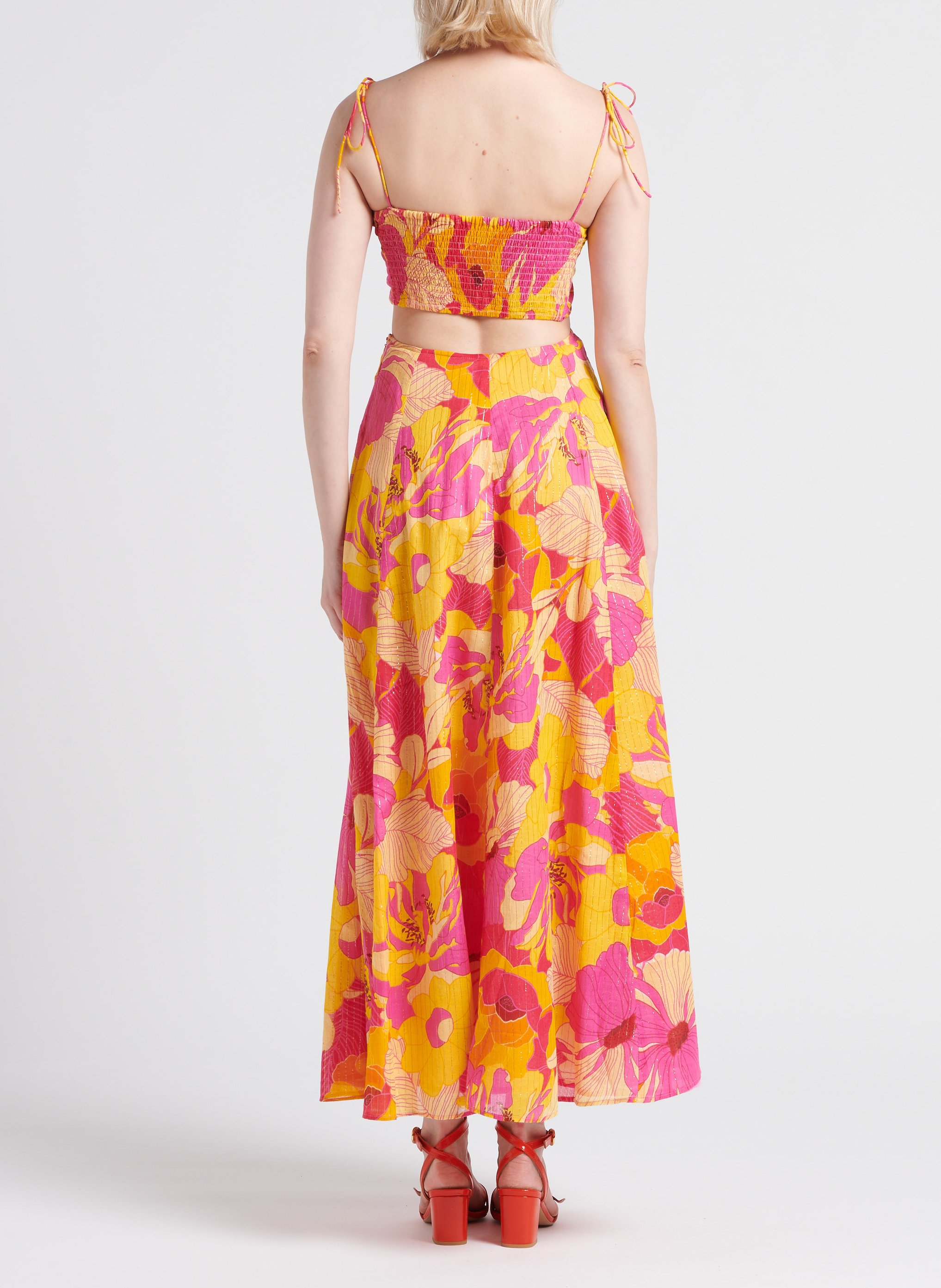 Halflange, katoenen jurk met bloemenprint SUNDRESS Veelkleurig