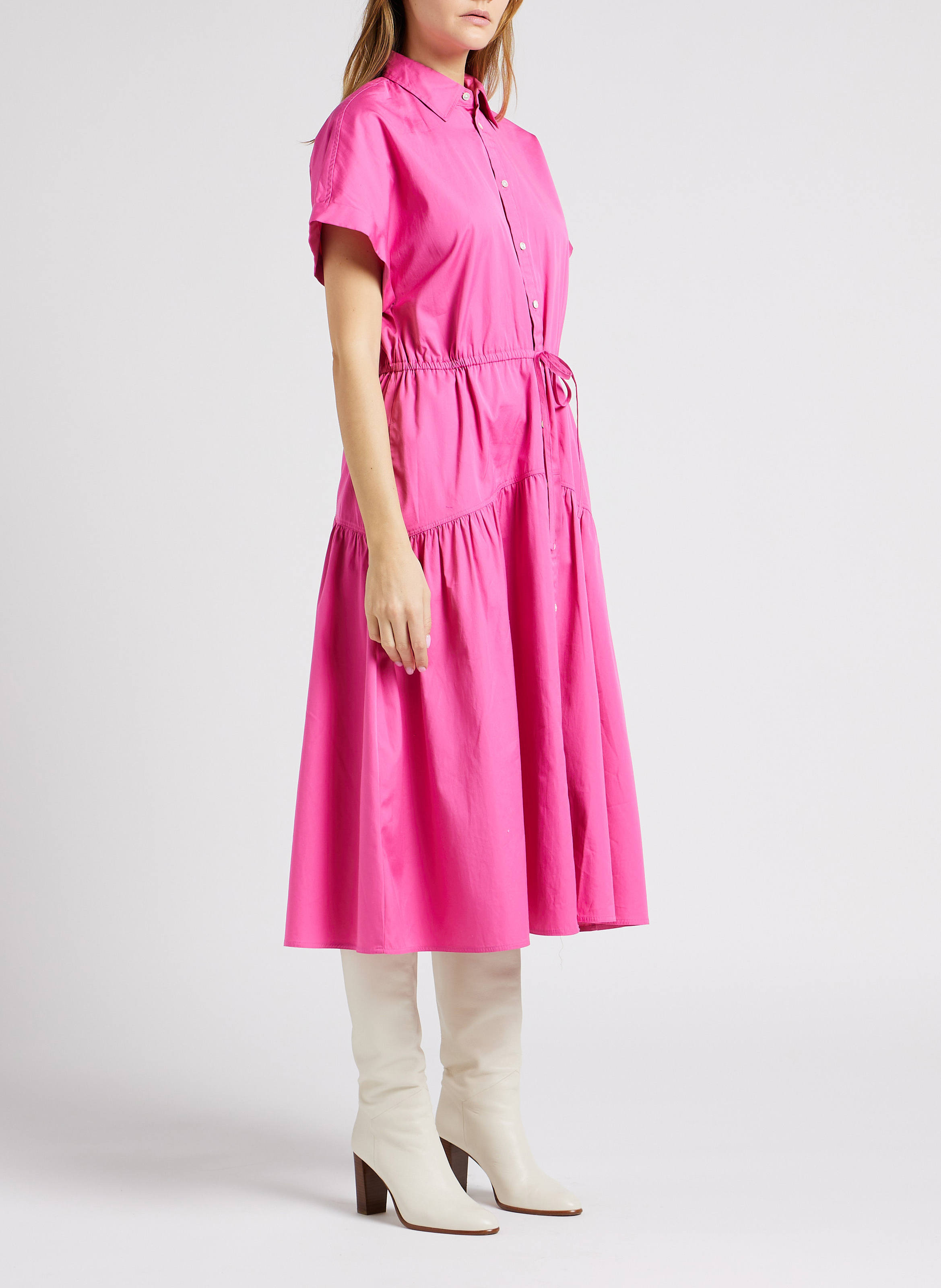 Lange, katoenen jurk met klassieke kraag POLO RALPH LAUREN Roze