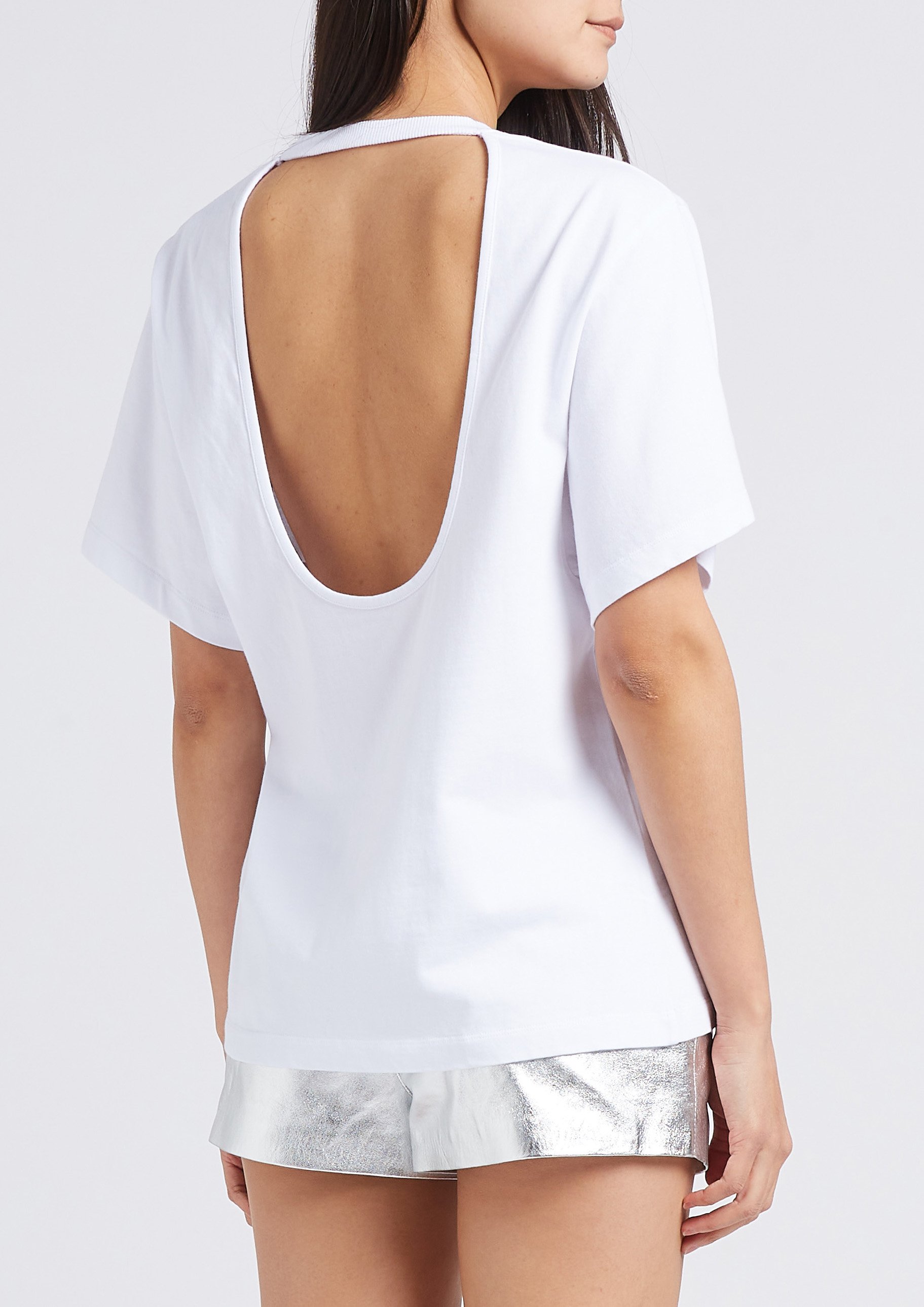 Straight round-neck top with plunge back IRO White
