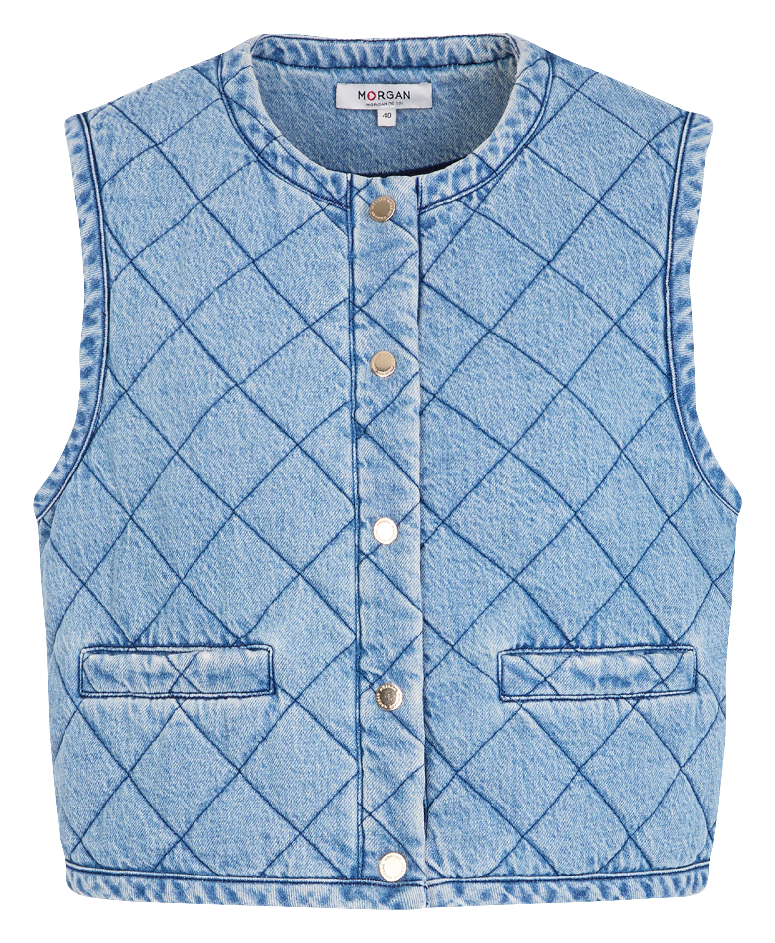 Veste courte sans manches matelassage denim MORGAN Bleu