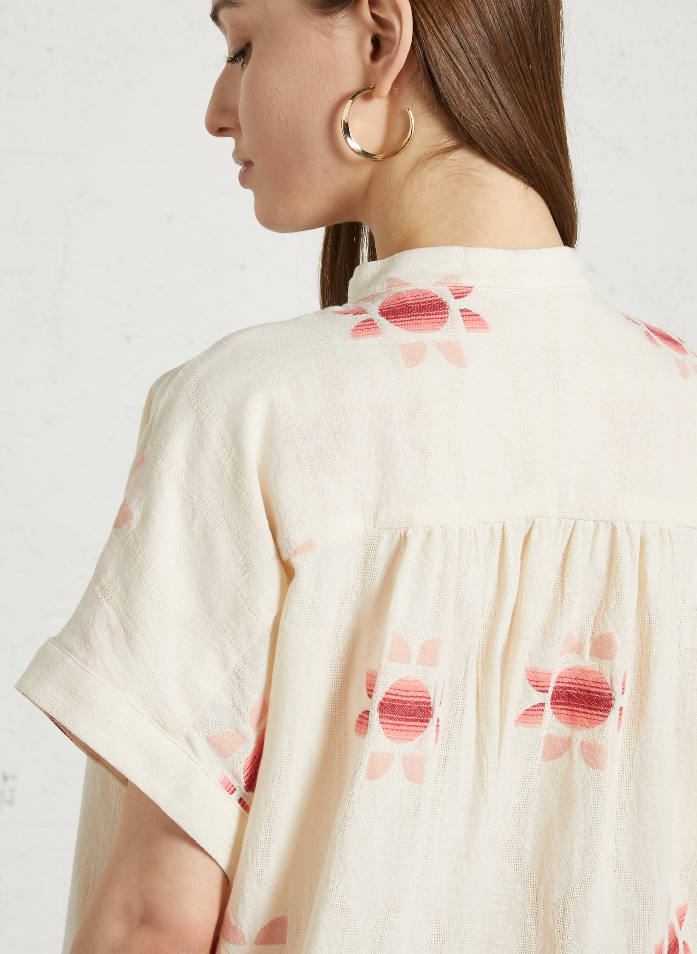 Weite Bluse aus Baumwoll-Mix mit Mao-Kragen SACRECOEUR Mehrfarbig