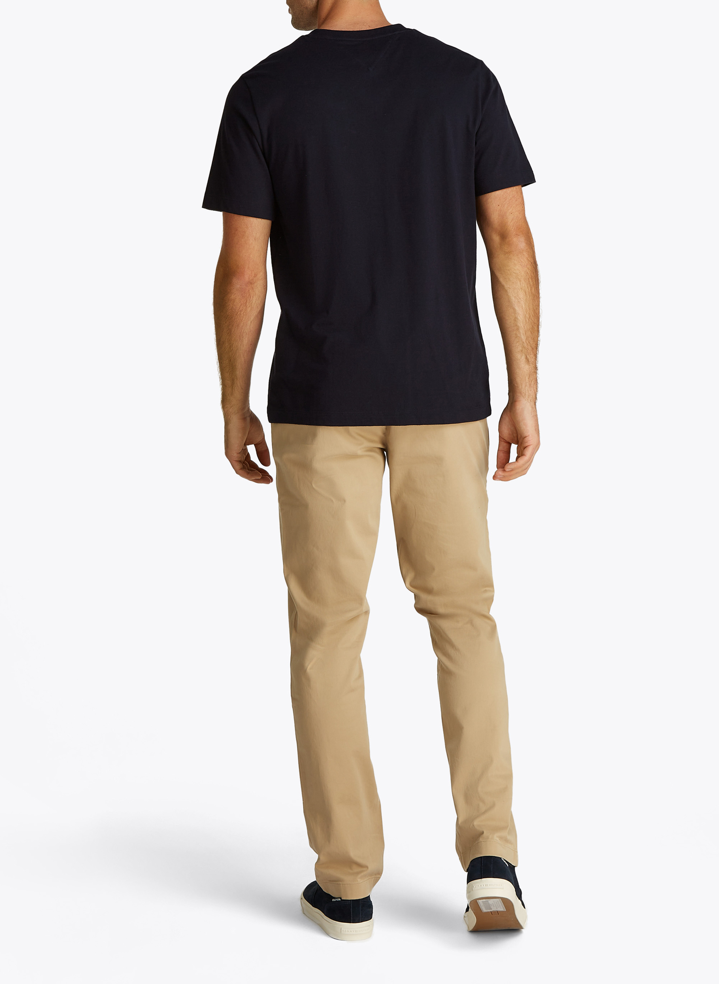 Tee-shirt col v uni en coton TOMMY HILFIGER Bleu