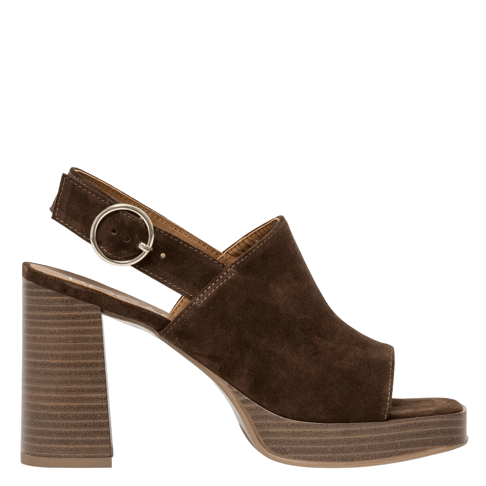 Hoge sandalen met plateauzool van suède leer BOCAGE Bruin