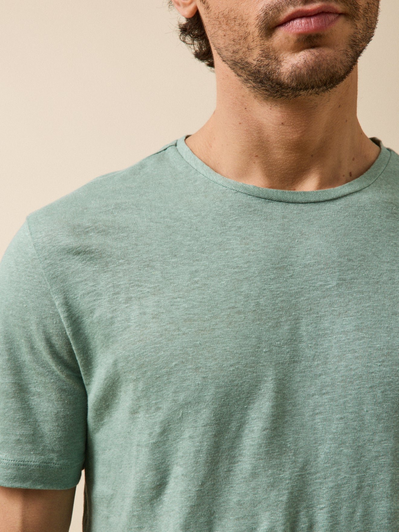 Linen round neck T-shirt CYRILLUS Green