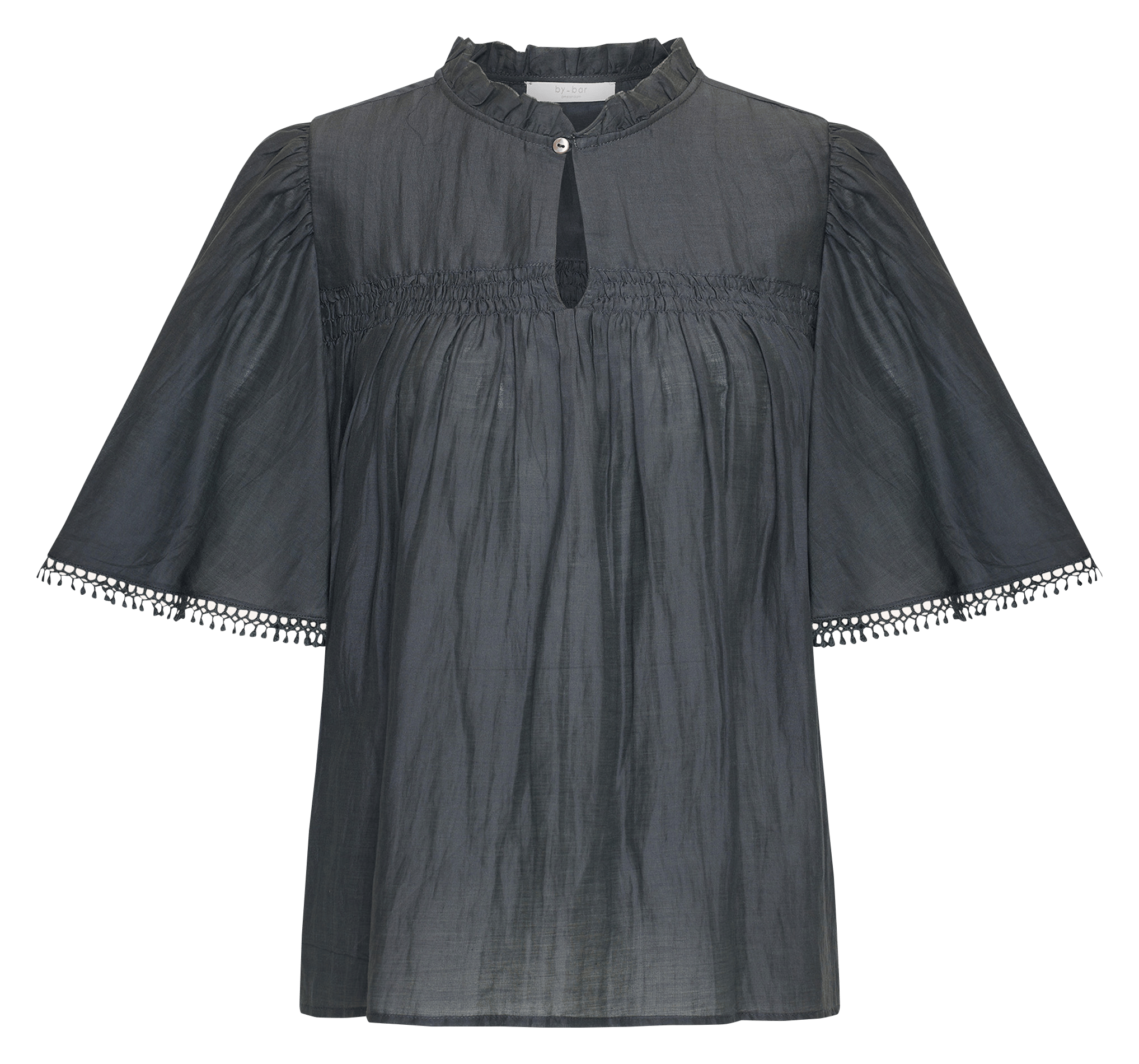 Round-neck cotton-blend blouse BY BAR Grey