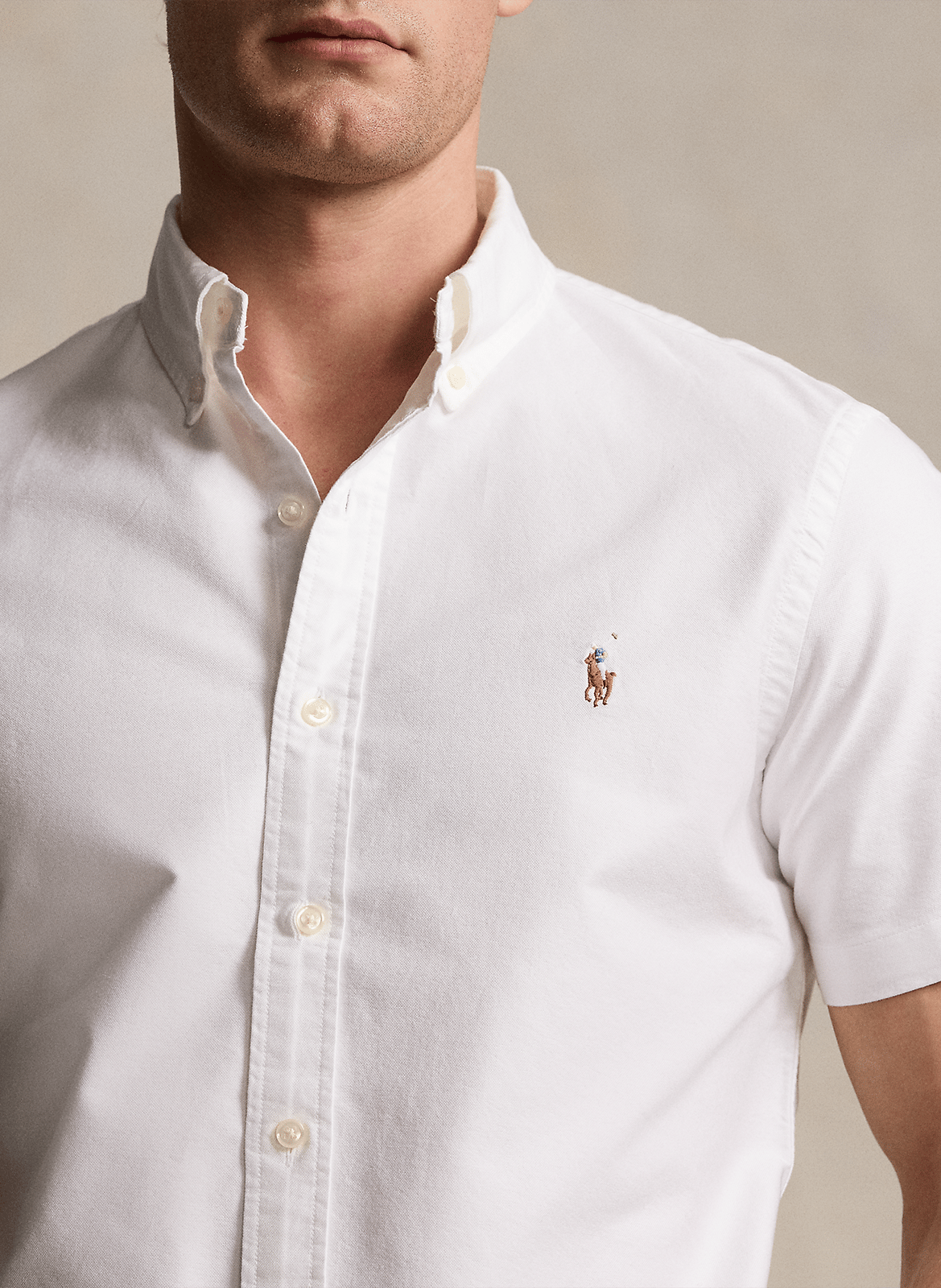 Chemise col américain slim-fit en coton POLO RALPH LAUREN Blanc