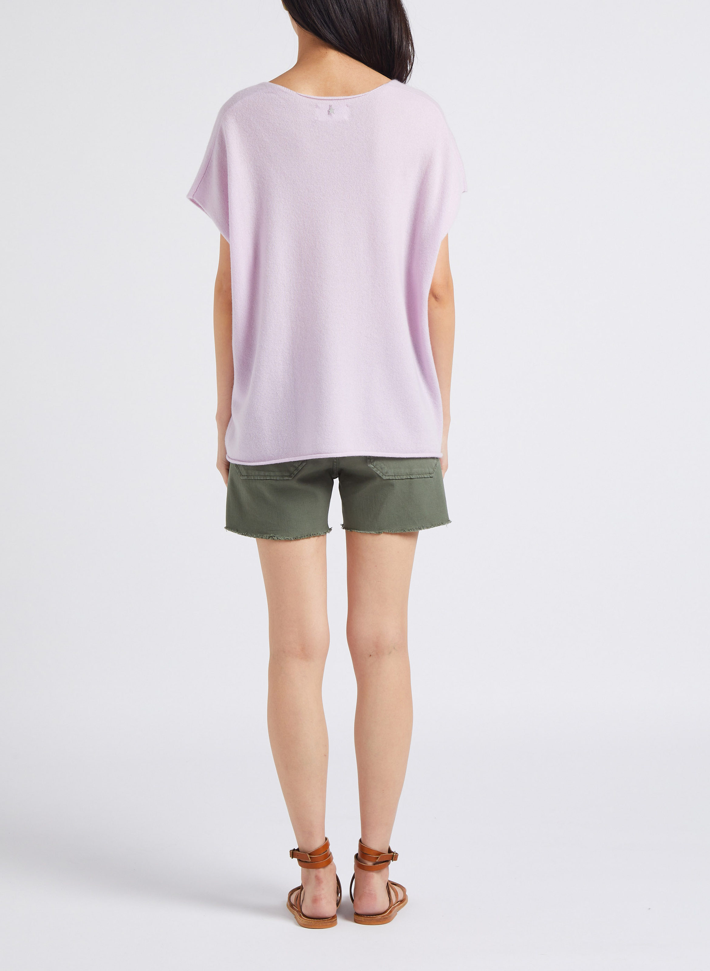 Straight-leg stretch denim shorts ACQUAVERDE Khaki