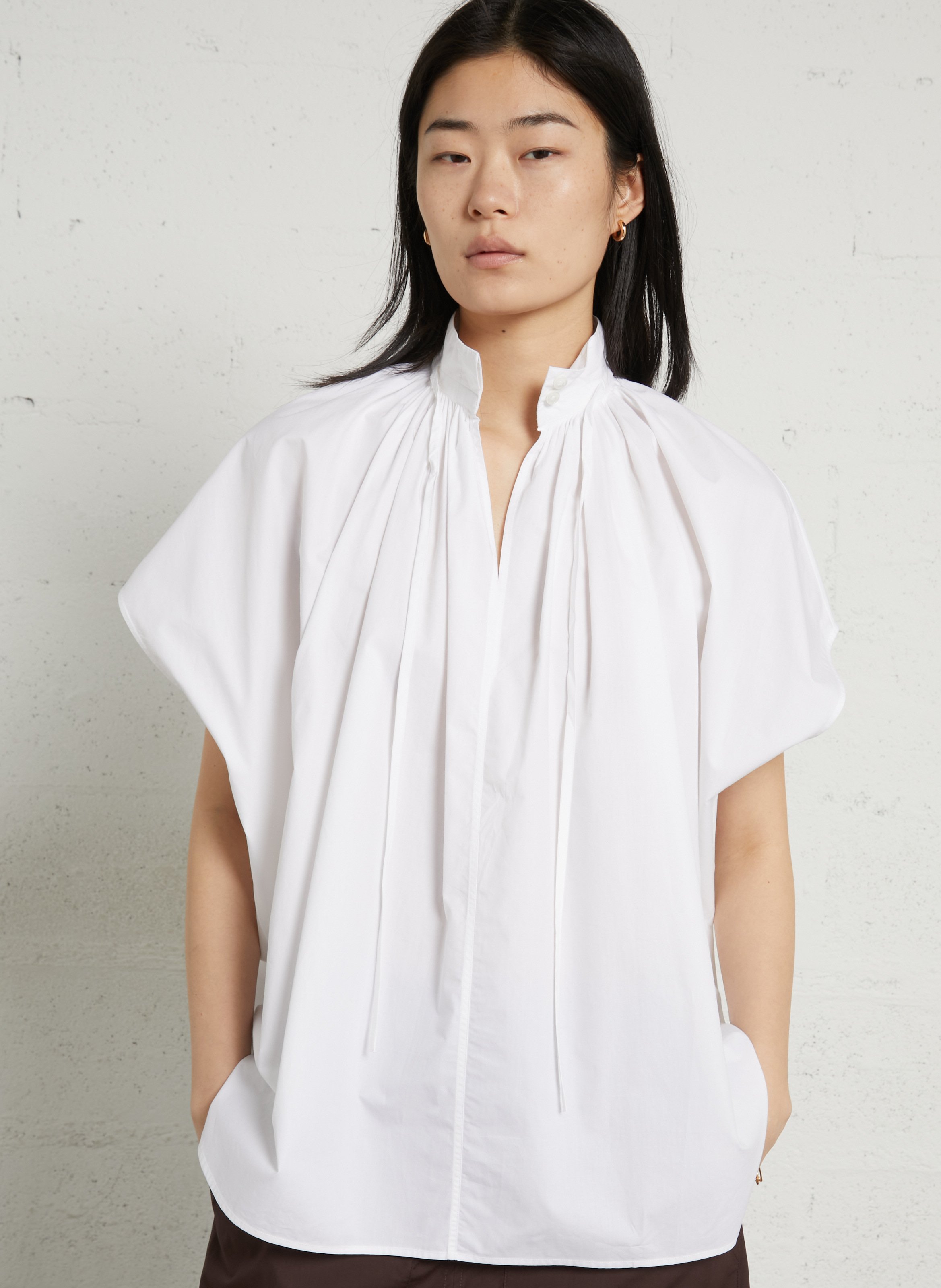 Weite Bluse mit kurzen Ärmeln aus Baumwolle LAURENCE BRAS Weiss