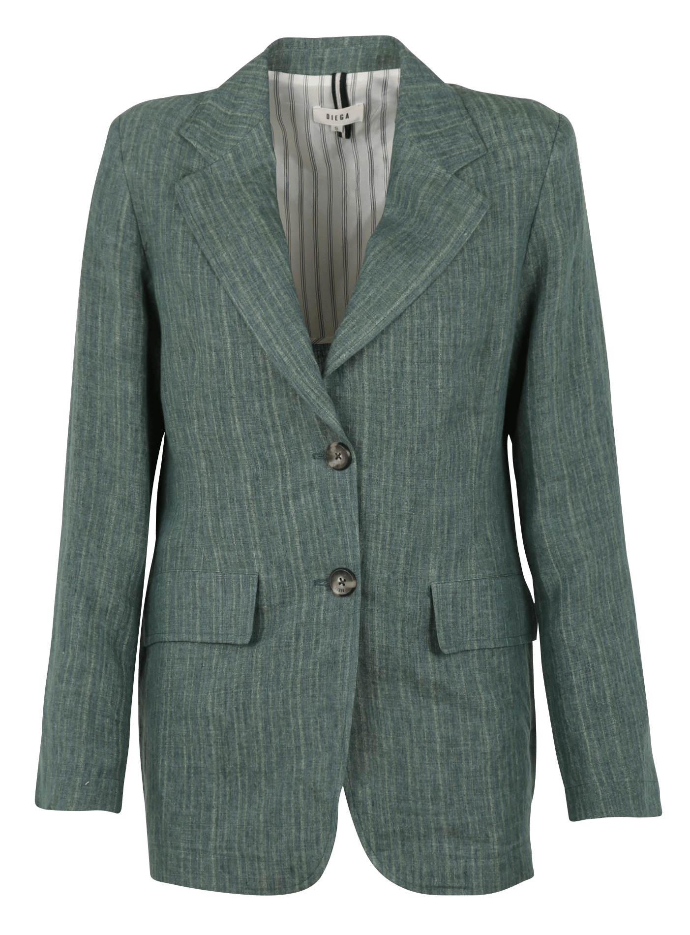 Veste tailleur droite rayée en lin DIEGA Bleu