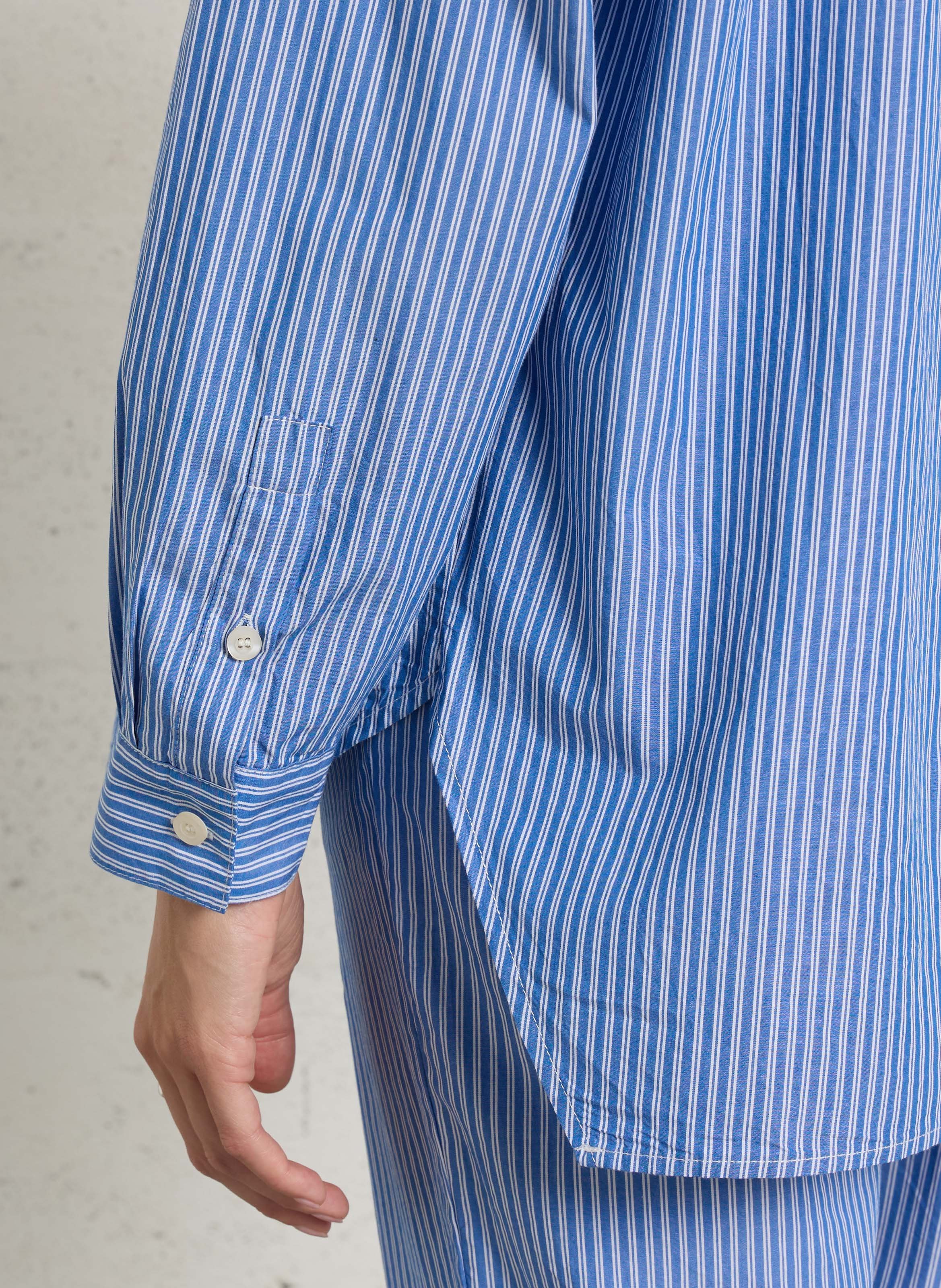 Rechte, gestreepte, katoenen blouse AMERICAN VINTAGE Blauw