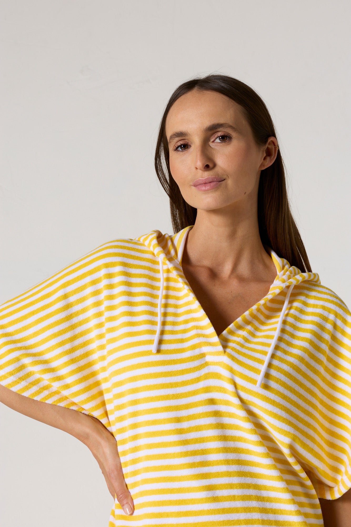 Robe éponge à capuche pearl stripe JOTT Jaune