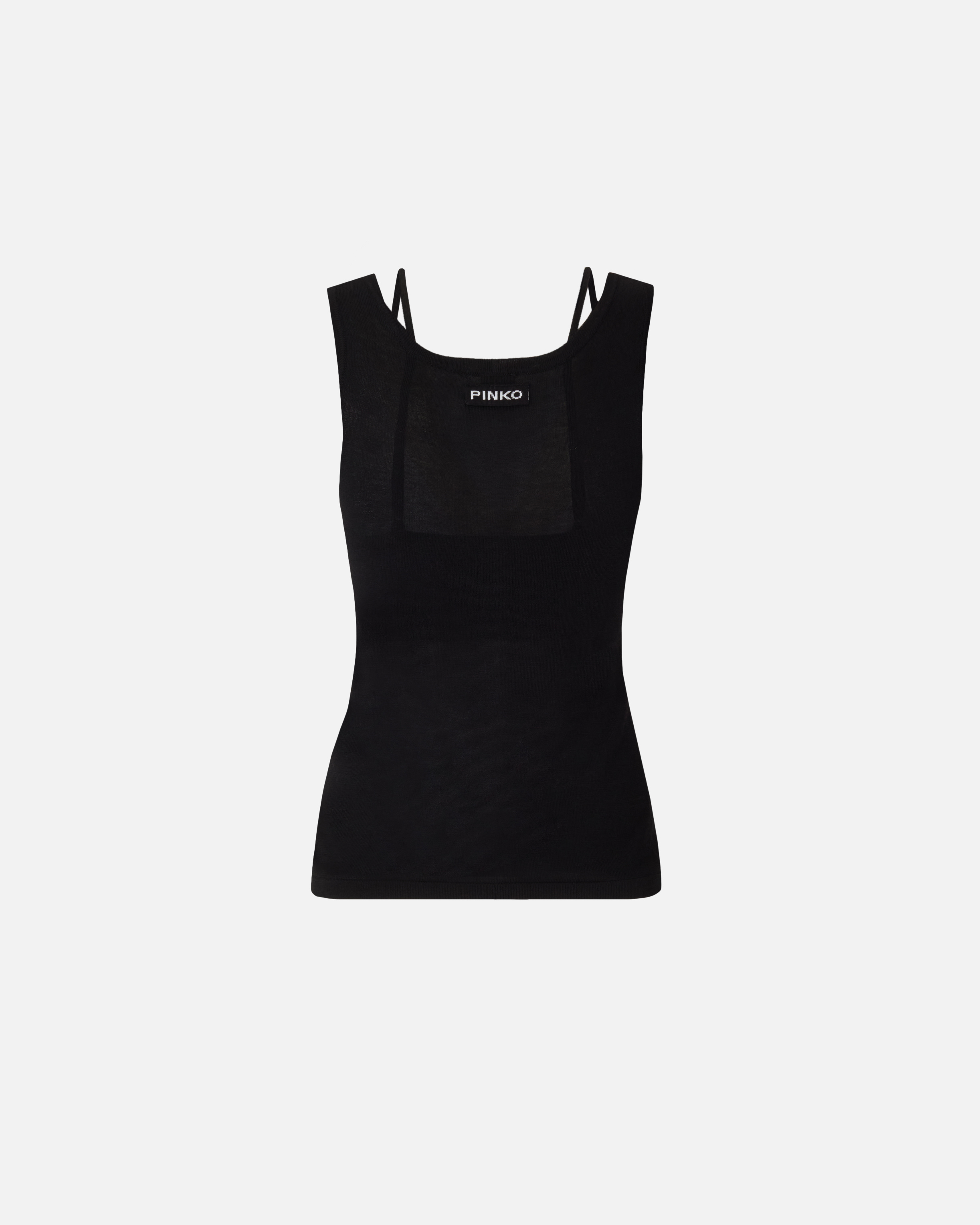 Débardeur en maille à boutons en nacre PINKO Noir