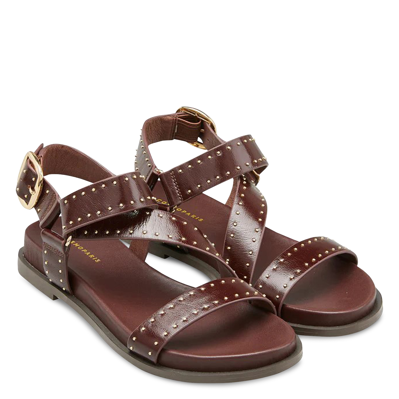 Sandales plates en cuir COSMOPARIS Rouge