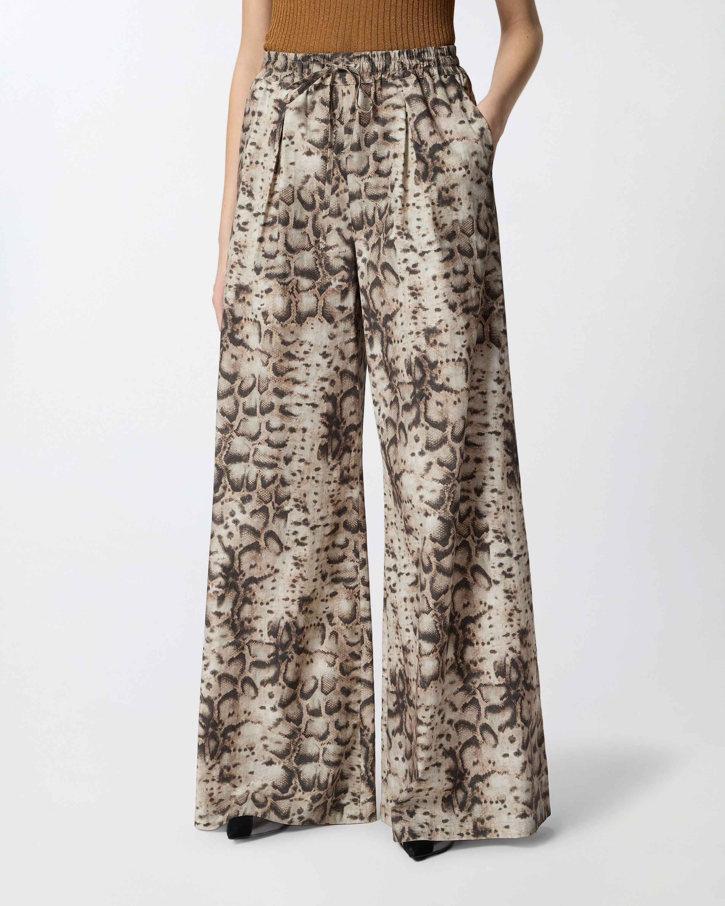 Wide-leg pants with snake print PINKO Multicolored