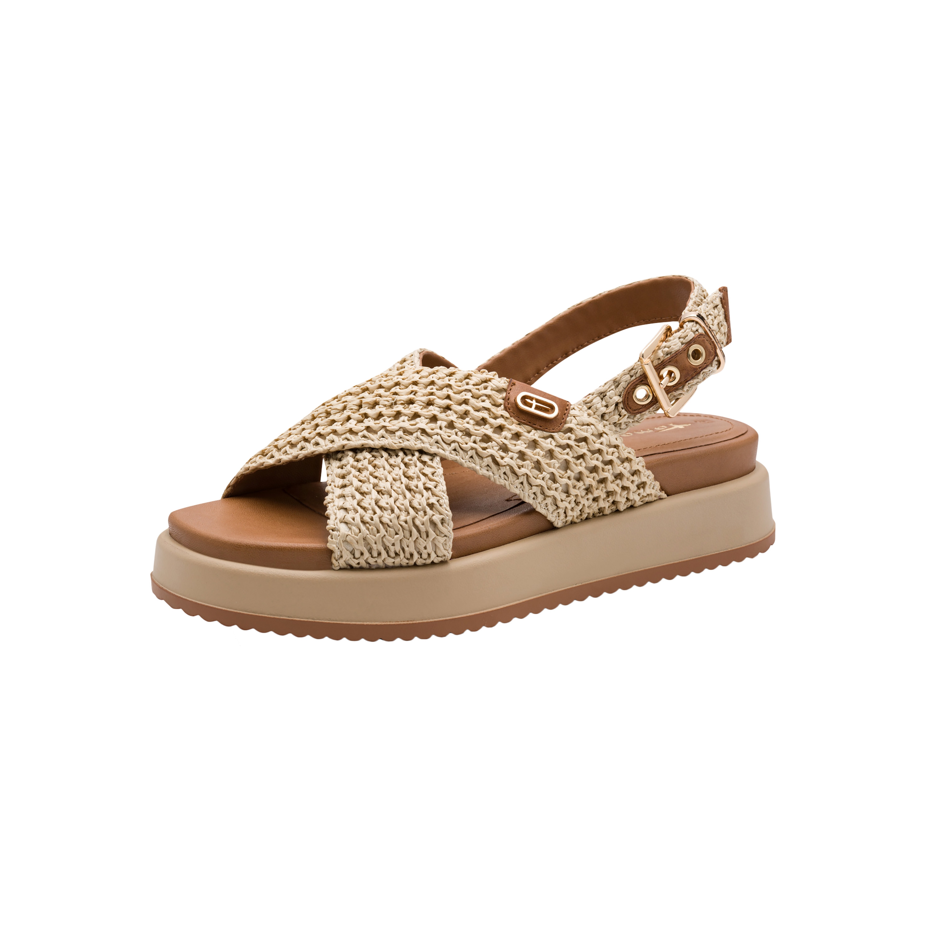 Leather wedge sandals TAMARIS Beige