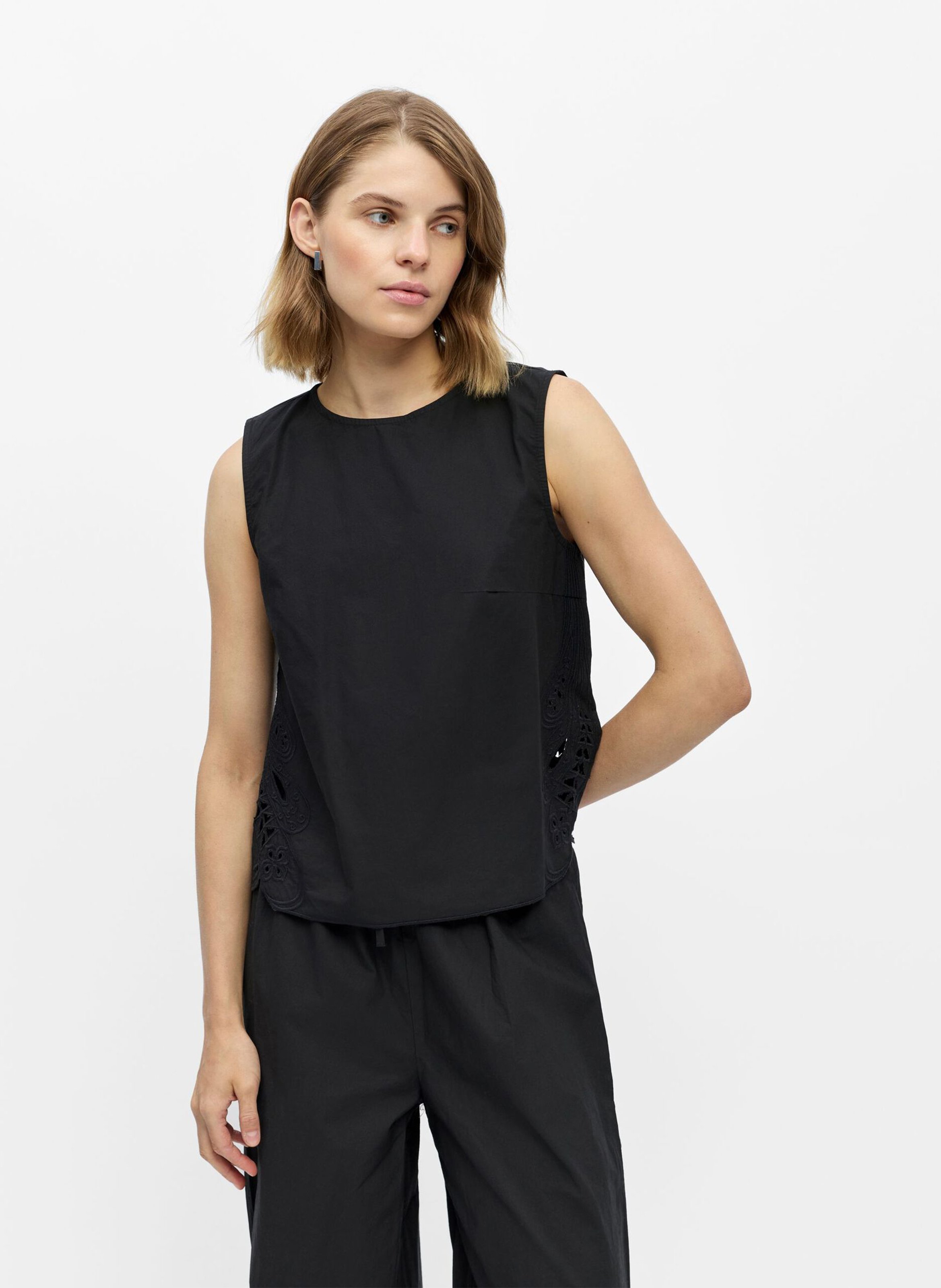 Bio-Baumwoll-Rundhals-Top OBJECT Schwarz