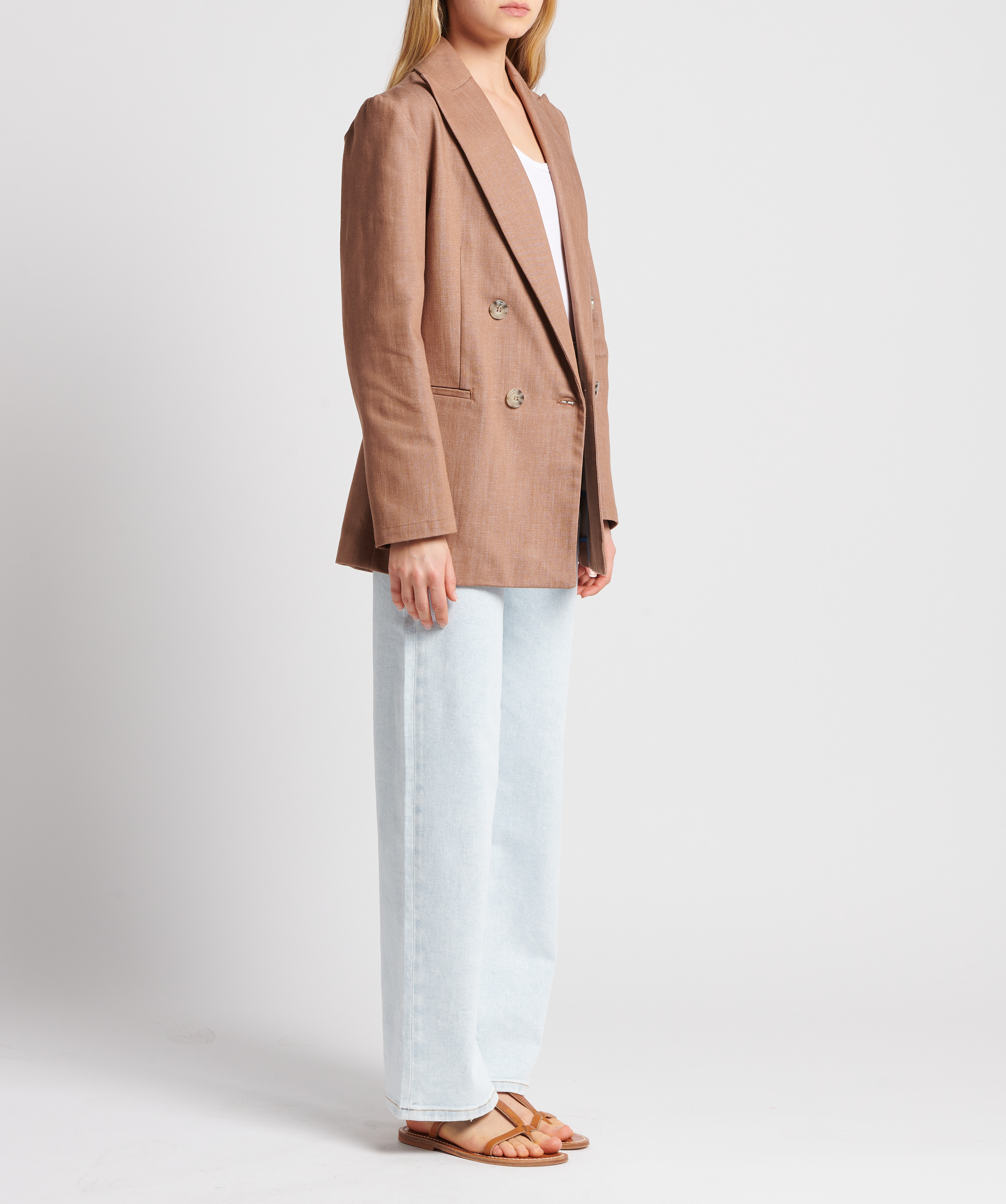 Gerade geschnittener Blazer aus Baumwoll-Denim-Mix MAX&Co. Braun