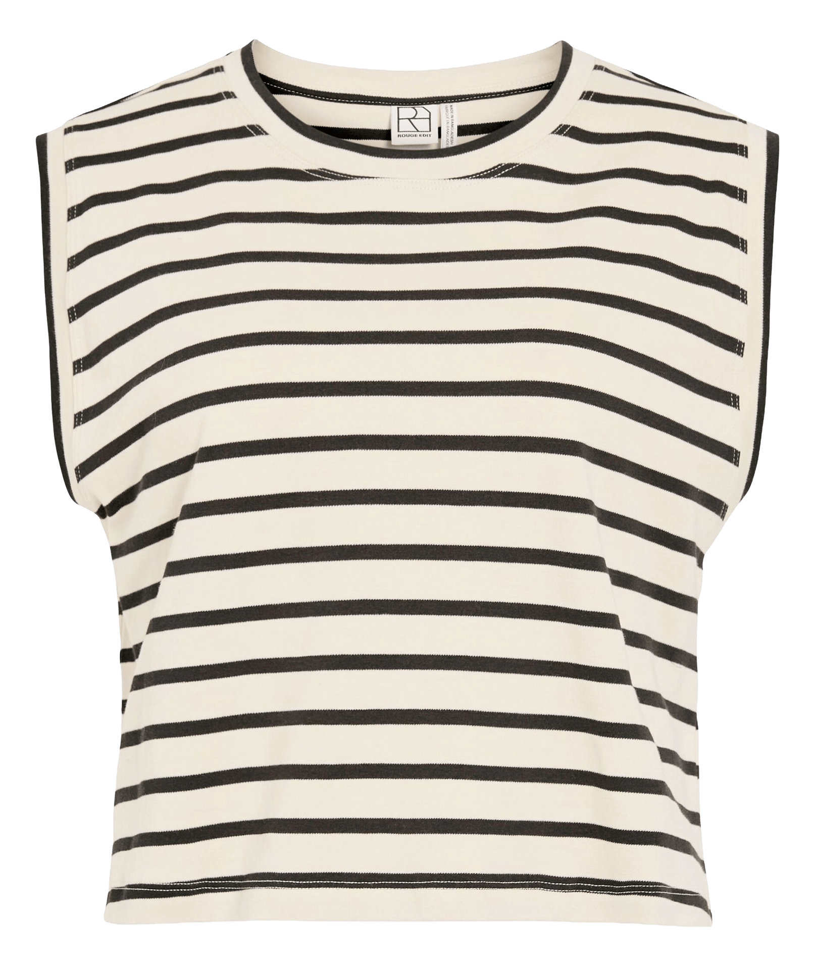 Gestreepte mouwloze biologisch katoenen T-shirt ROUGE EDIT Grijs