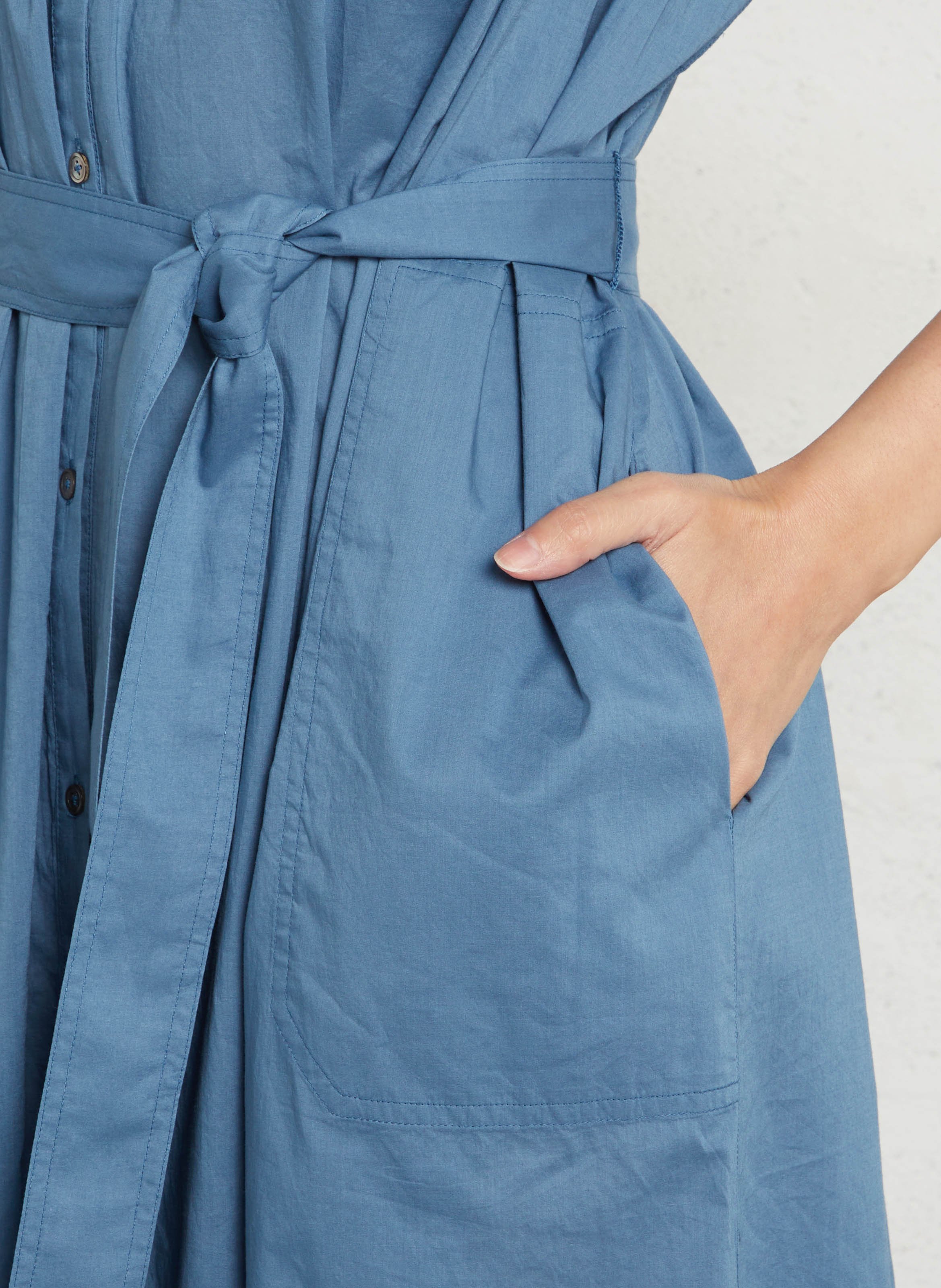 Round-neck cotton midi dress MOISMONT Blue