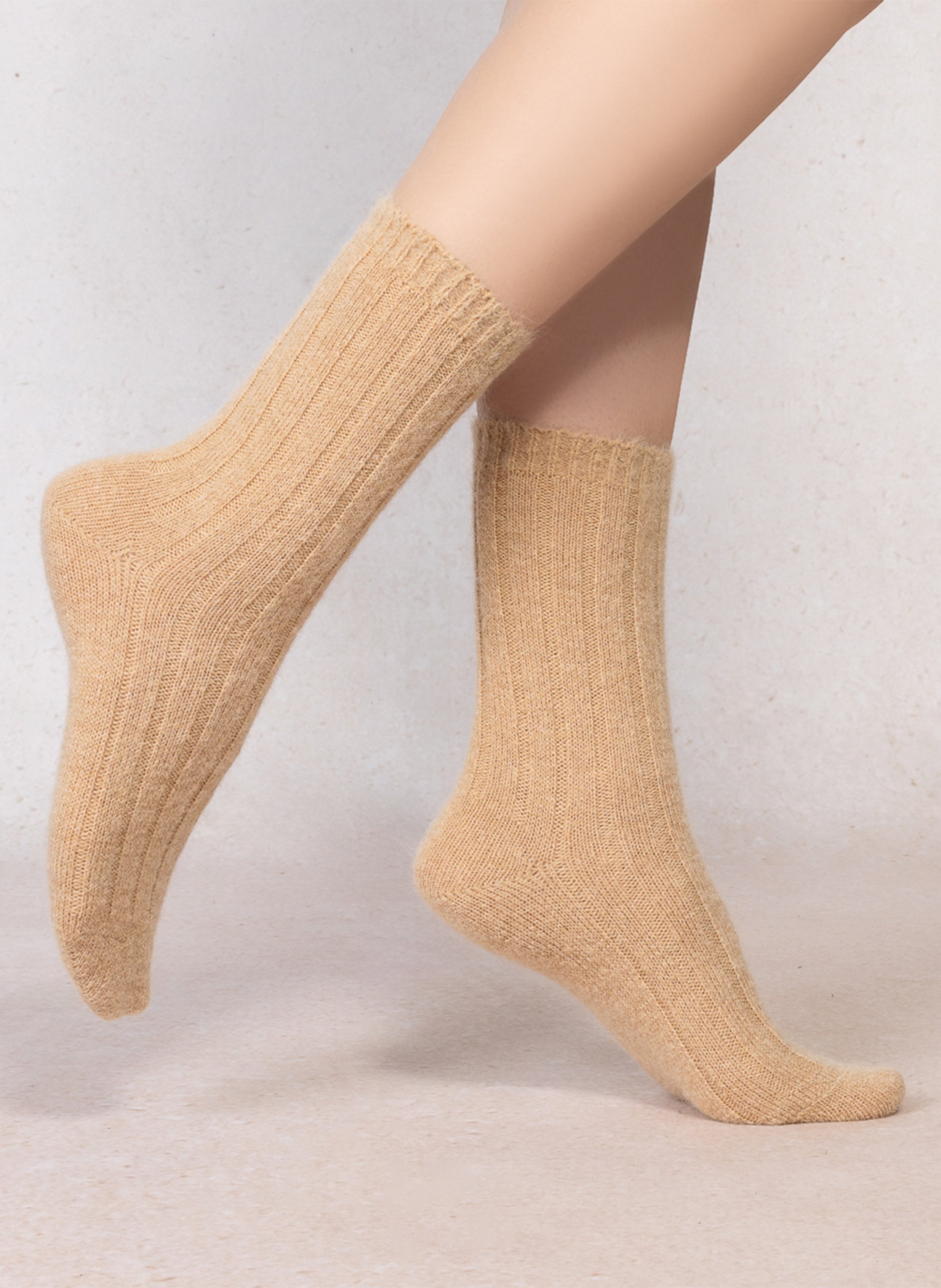 Ribbed mid-calf socks | Brown BLEUFORET Women