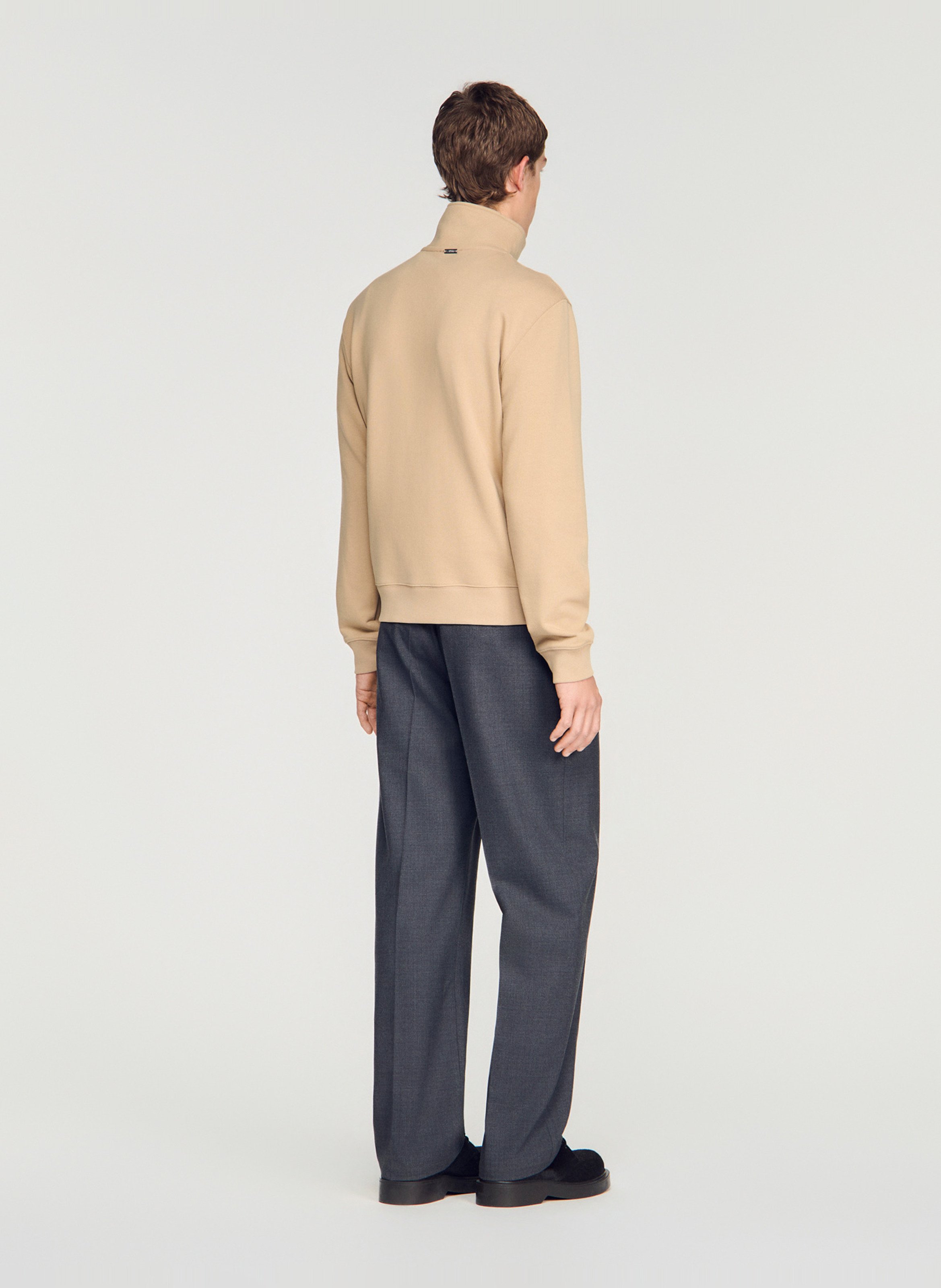 Rechte sweater met opstaande kraag van katoen SANDRO Bruin