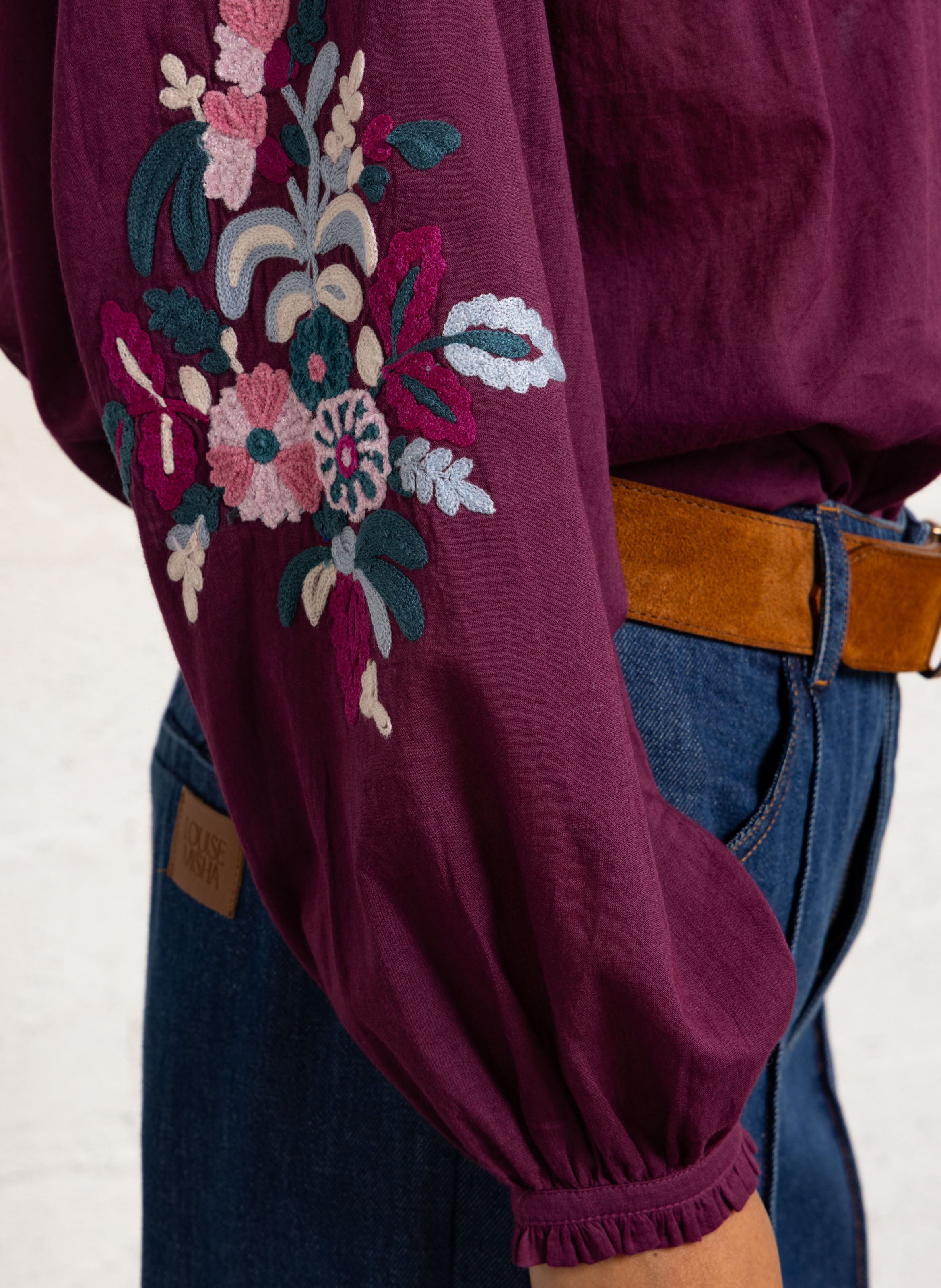 Embroidered organic cotton blouse LOUISE MISHA Red