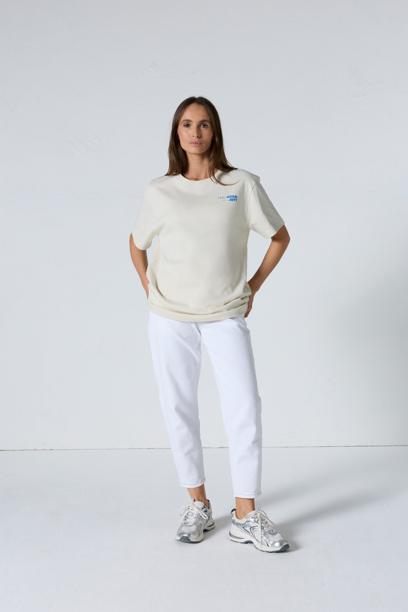 Round neck unisex printed kood t-shirt JOTT White