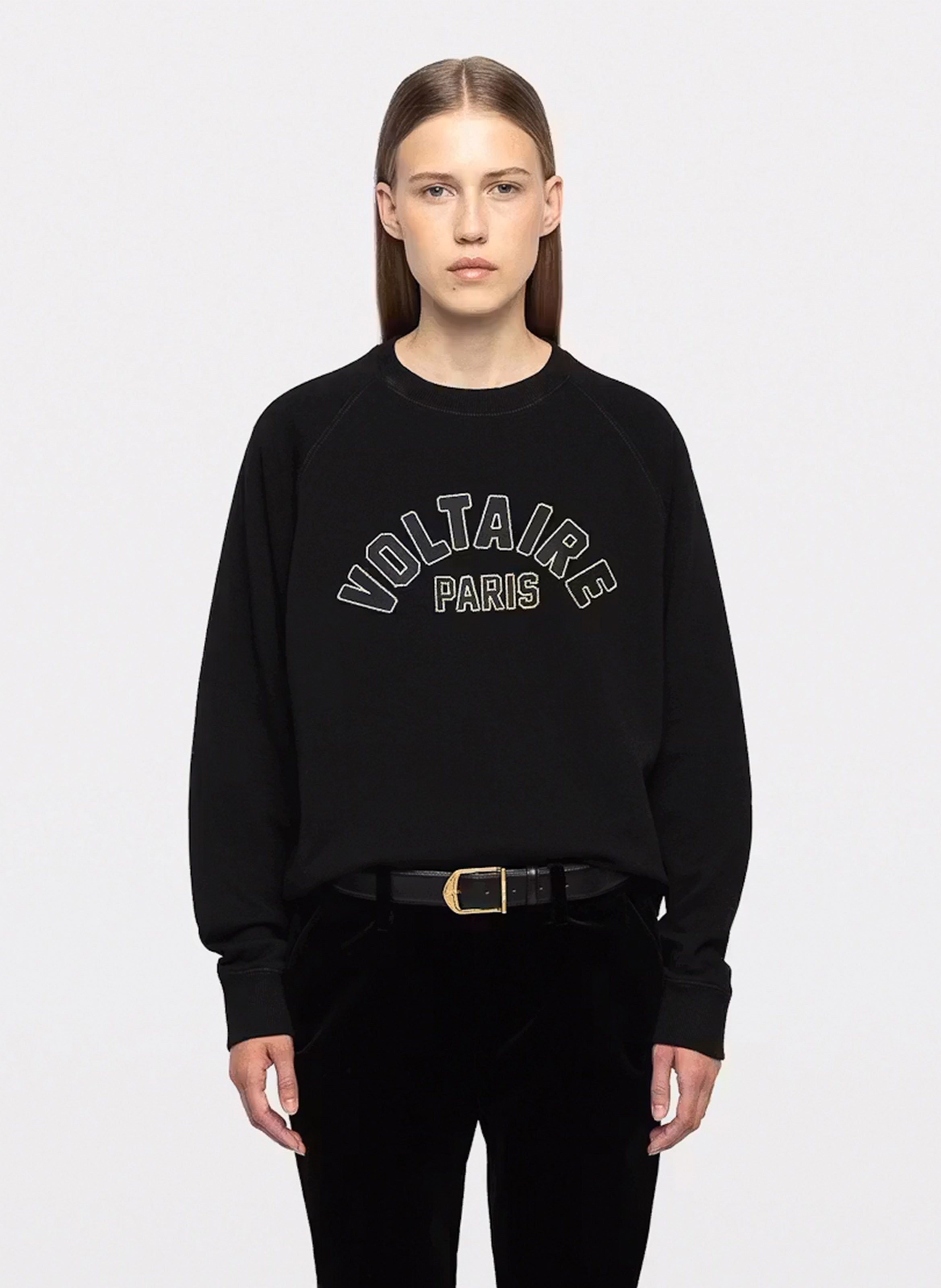 Gerade geschnittenes Rundhals-Sweatshirt aus Baumwolle ZADIG&VOLTAIRE Schwarz