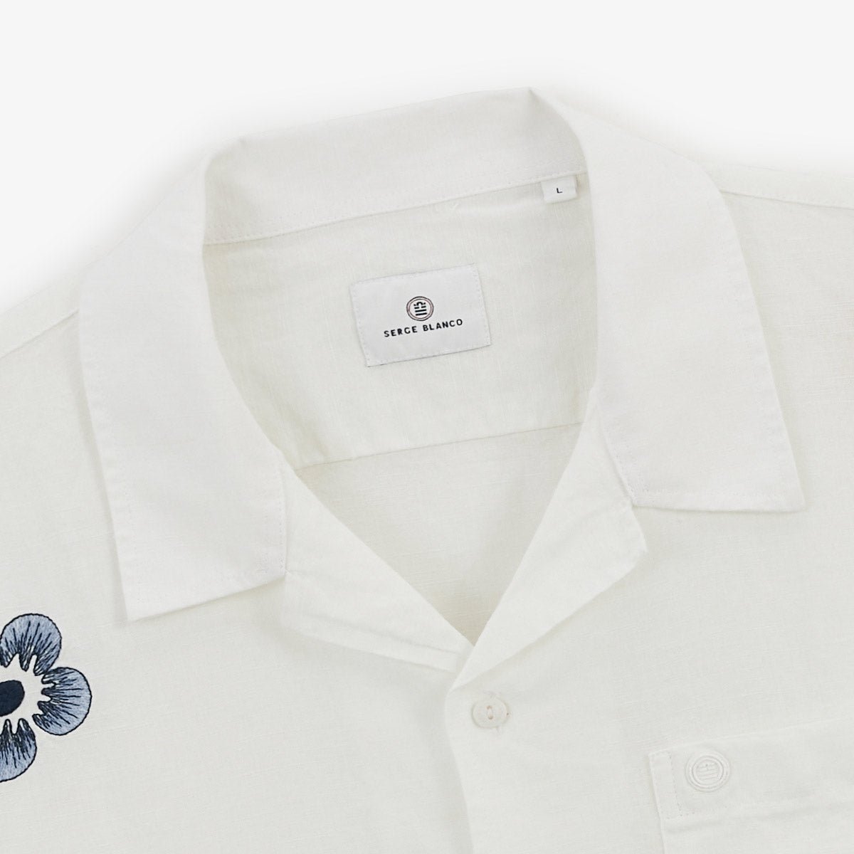 Short-sleeved shirt in printed Japanese cotton SERGE BLANCO White