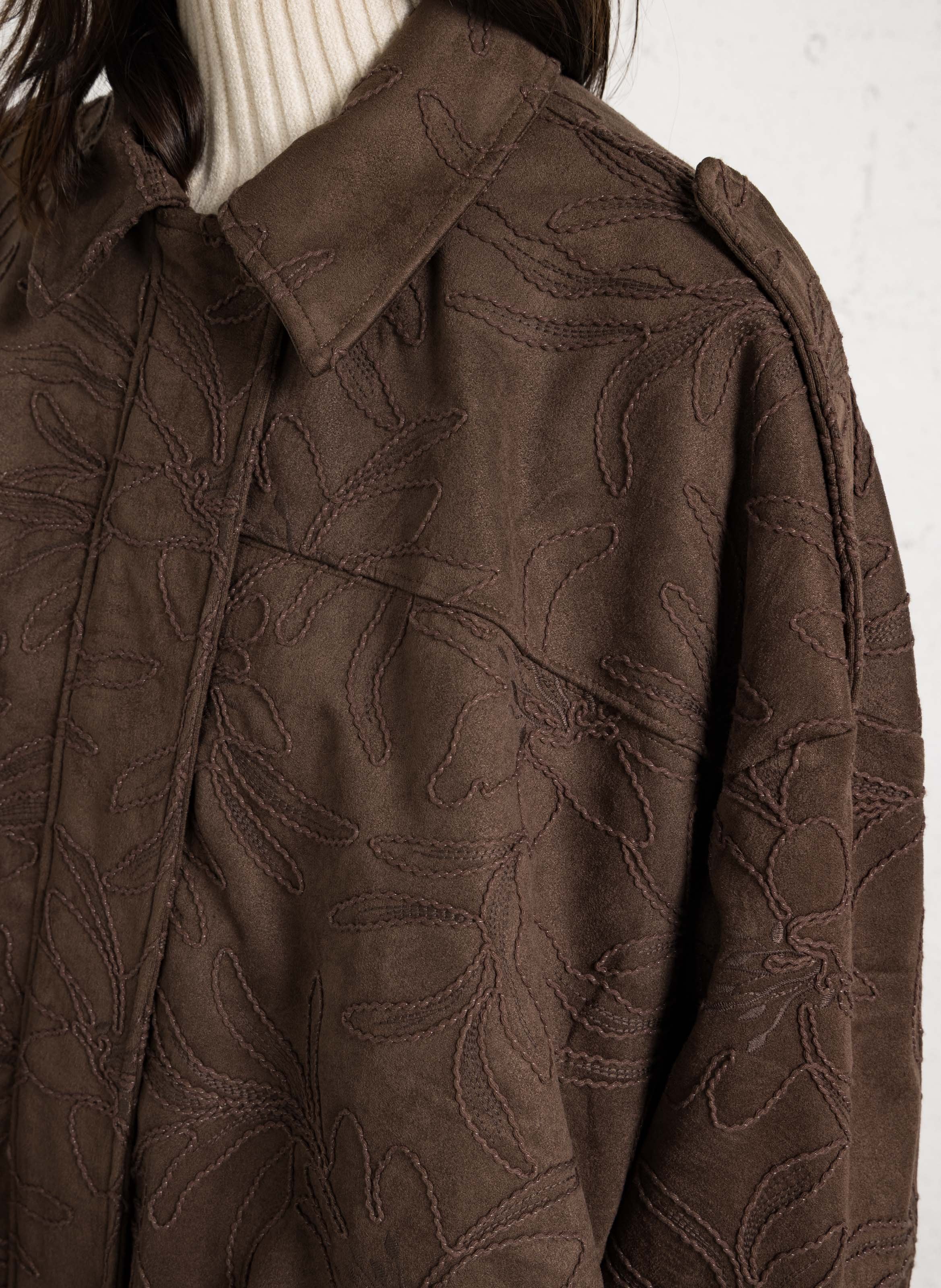 Blouson oversize col classique brodé IMPERIAL Marron