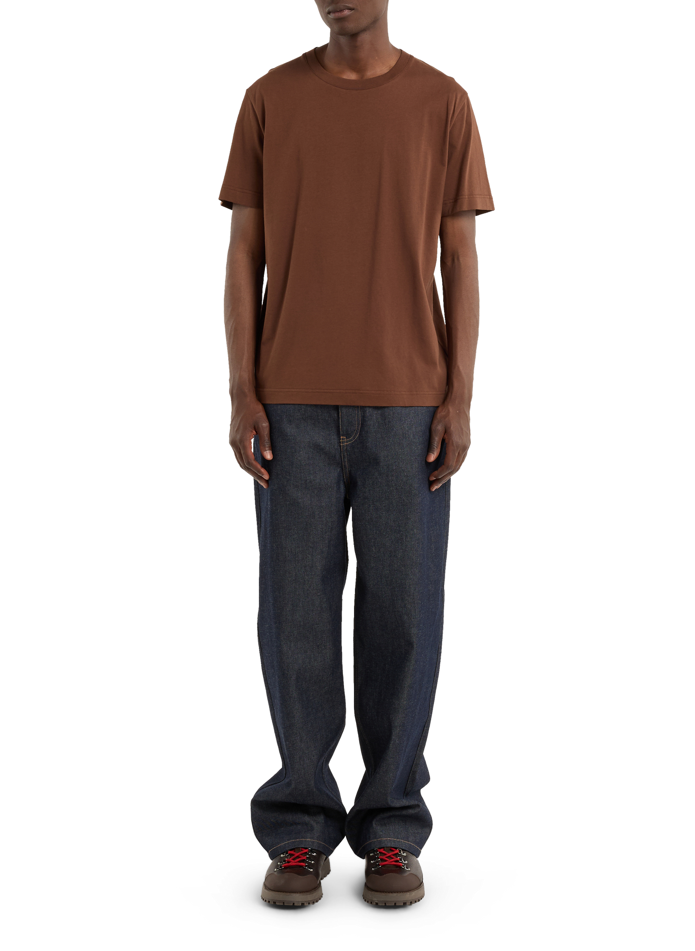 Round neck cotton baff-o T-shirt | Brown SAISON 1865 Men