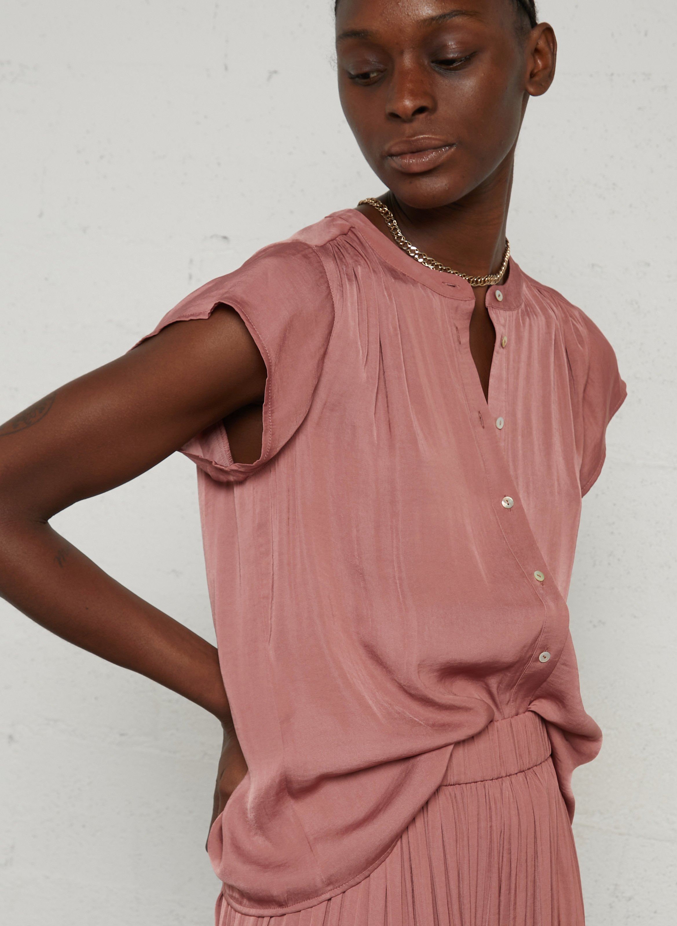 Chemise col rond MAISON 123 Rose