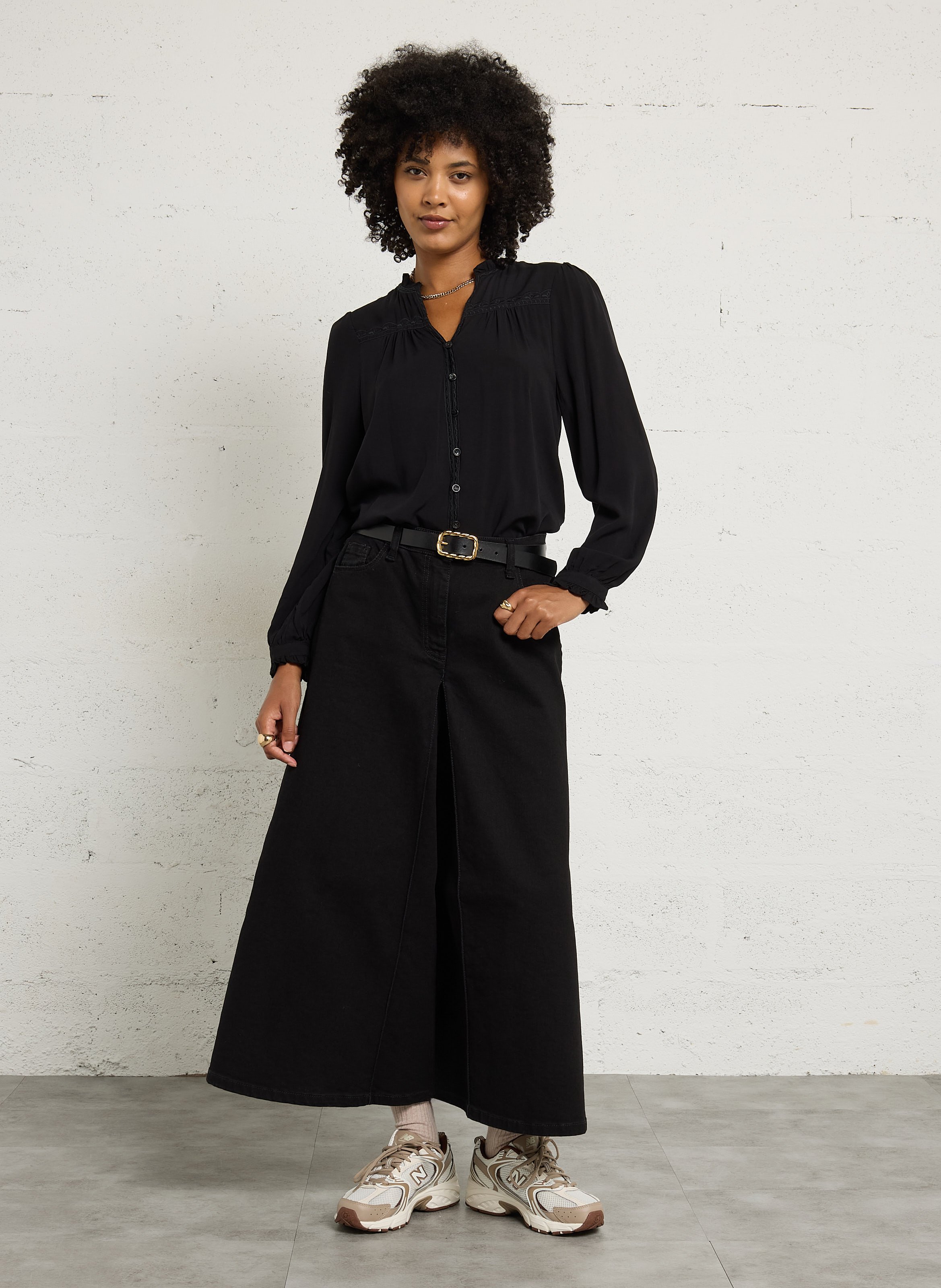 Chemise ample col V LA PETITE ETOILE Noir
